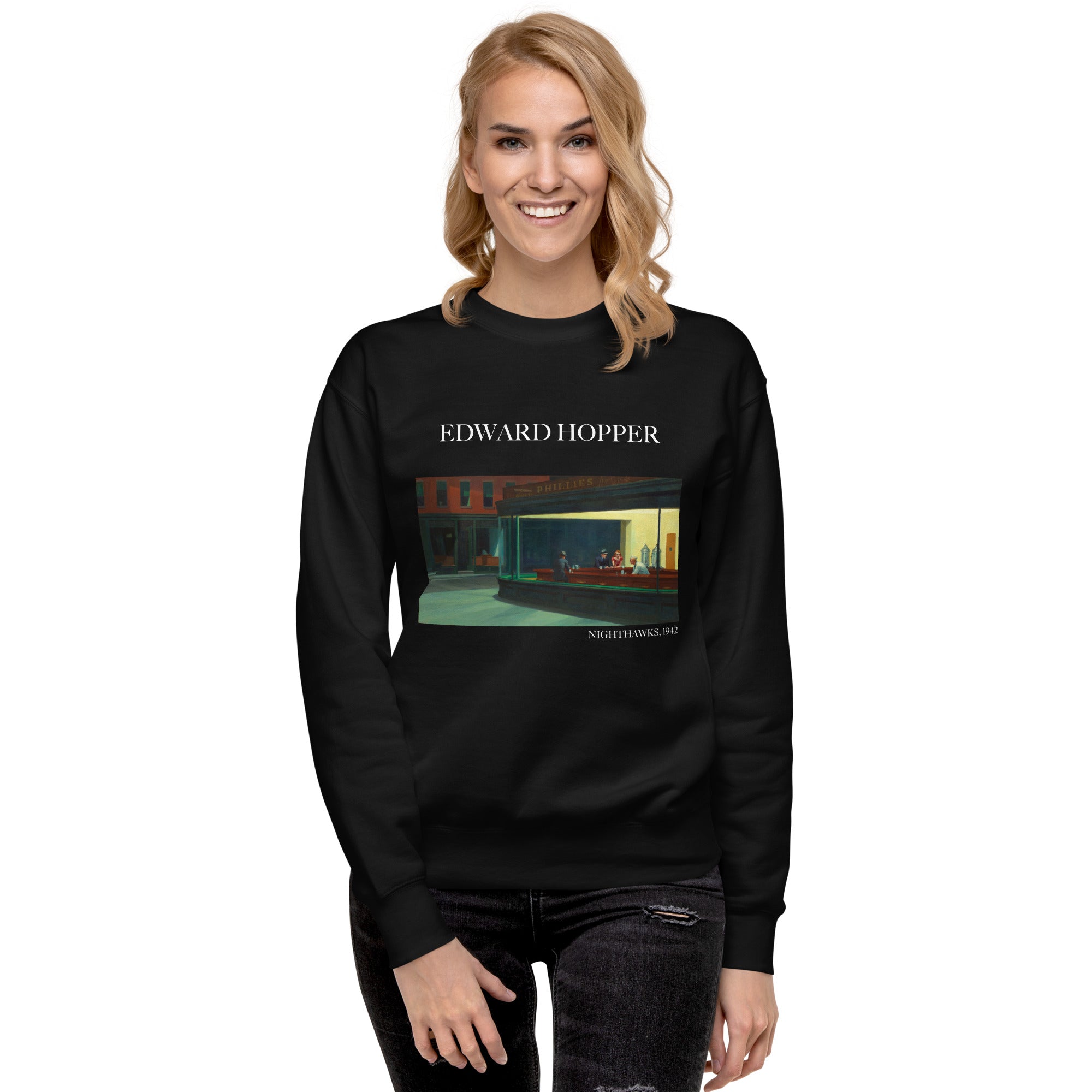 Edward Hopper 'Nighthawks' Famous Painting Sweatshirt | Unisex Premium Sweatshirt