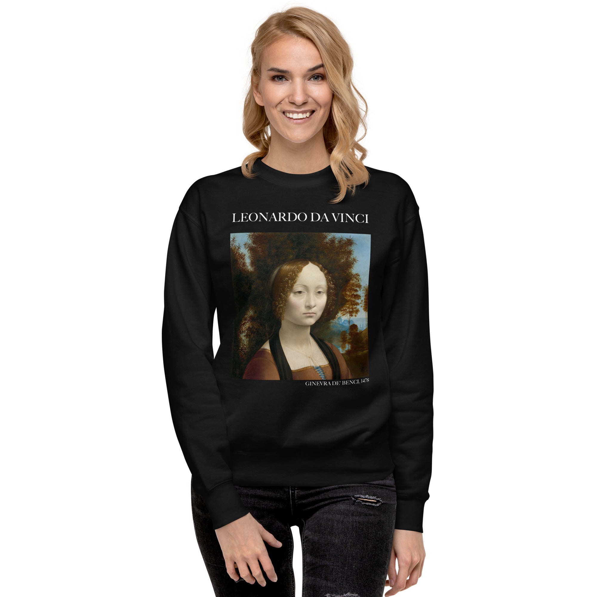 Sweatshirt mit berühmtem Gemälde „Ginevra de‘ Benci“ von Leonardo da Vinci, Premium-Unisex-Sweatshirt