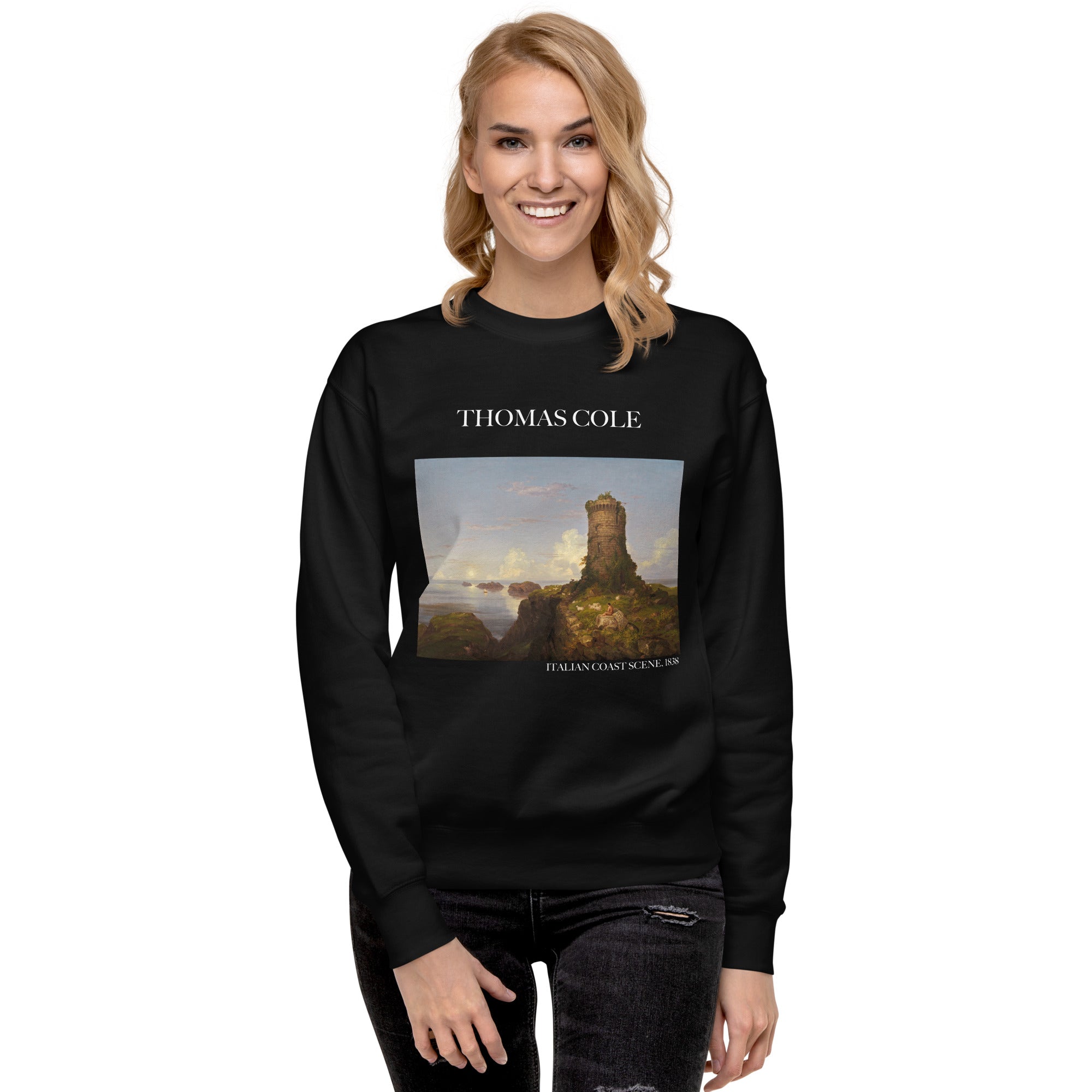 Thomas Cole – Kurzes Sweatshirt „Italienische Küstenszene“ – berühmtes Gemälde – Premium-Kunst-Kurzpullover