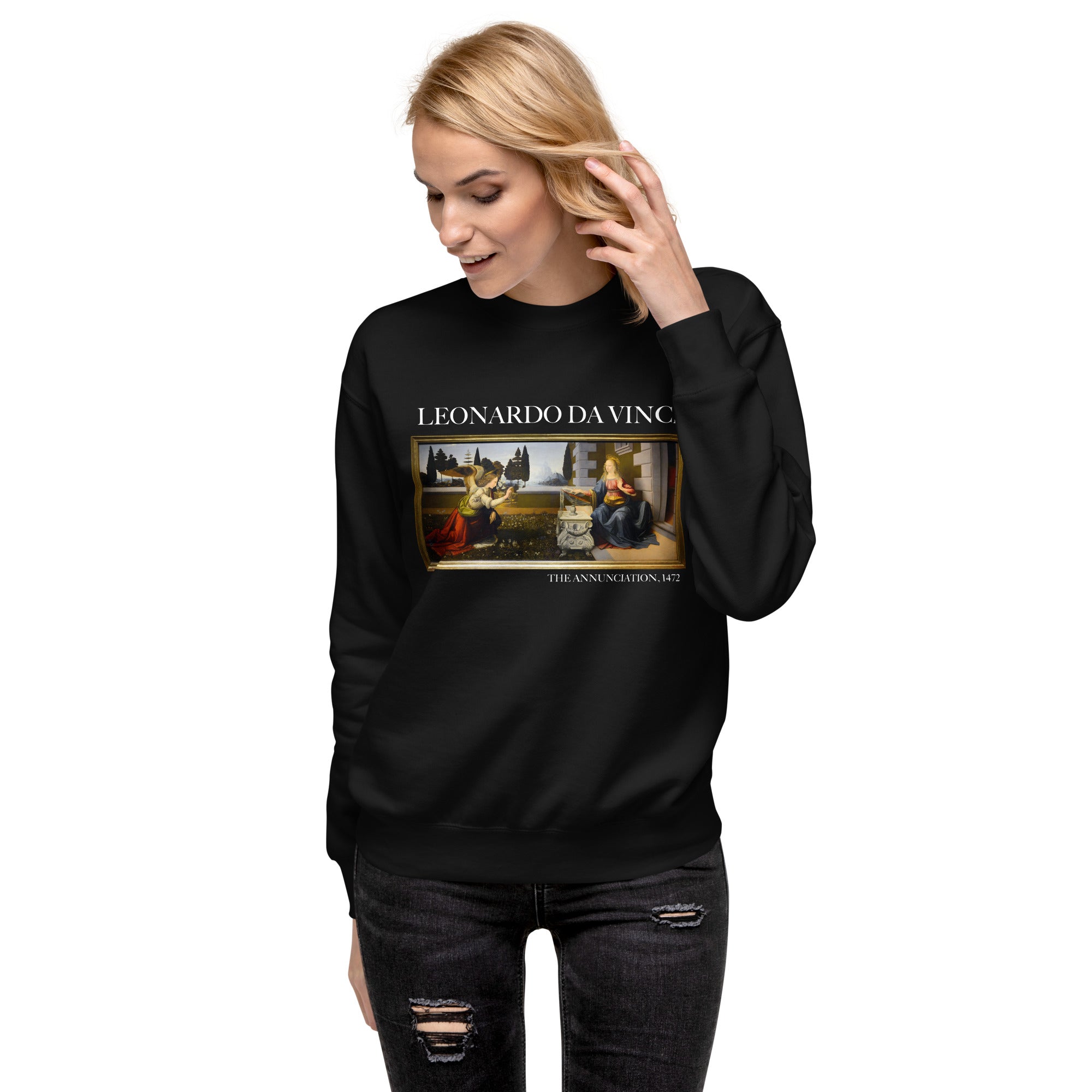 Leonardo da Vinci 'The Annunciation' Famous Painting Sweatshirt | Unisex Premium Sweatshirt