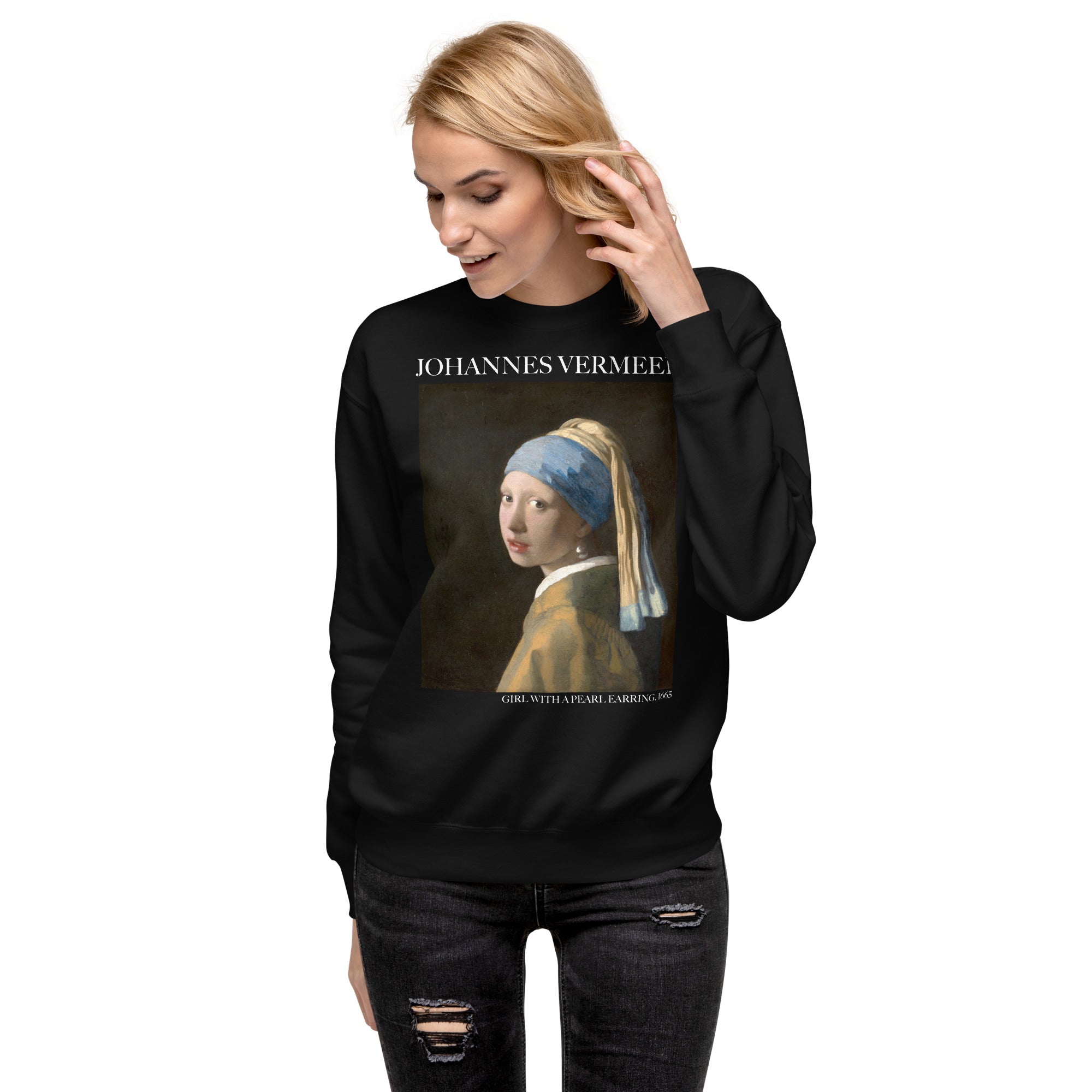 Johannes Vermeer 'Girl with a Pearl Earring' Famous Painting Sweatshirt | Unisex Premium Sweatshirt