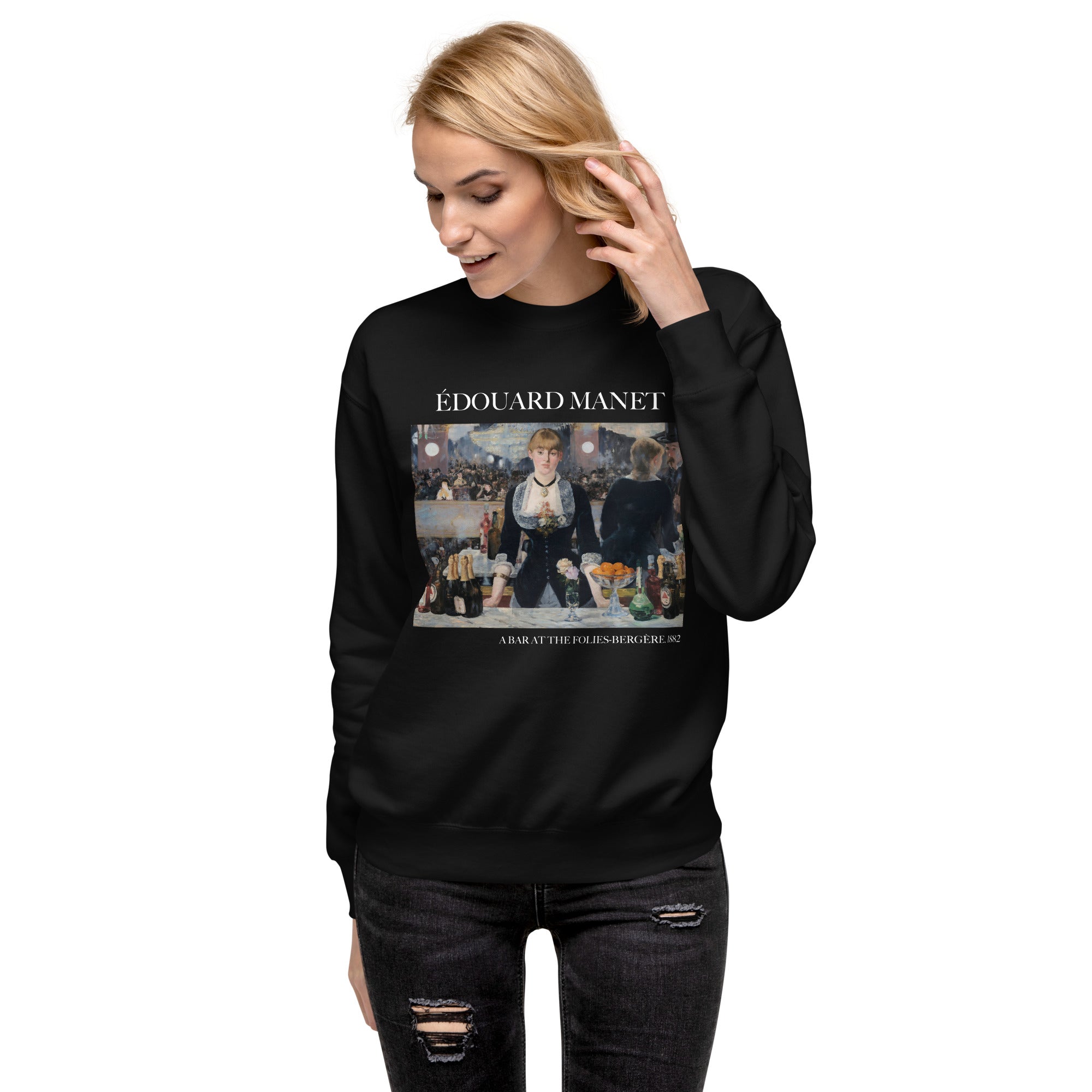 Édouard Manet 'A Bar at the Folies-Bergère' Famous Painting Sweatshirt | Unisex Premium Sweatshirt