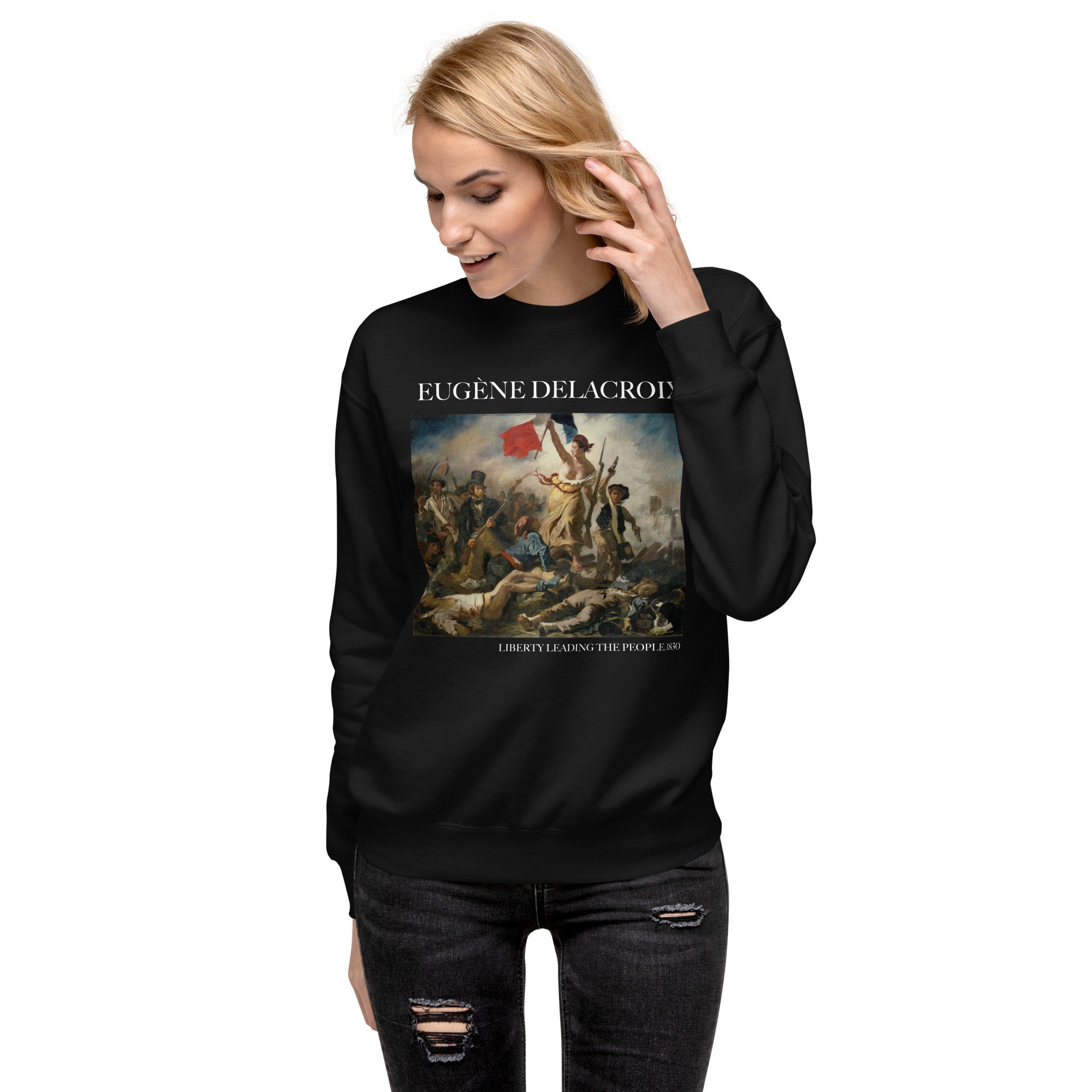 Eugène Delacroix 'Liberty Leading the People' Famous Painting Sweatshirt | Unisex Premium Sweatshirt