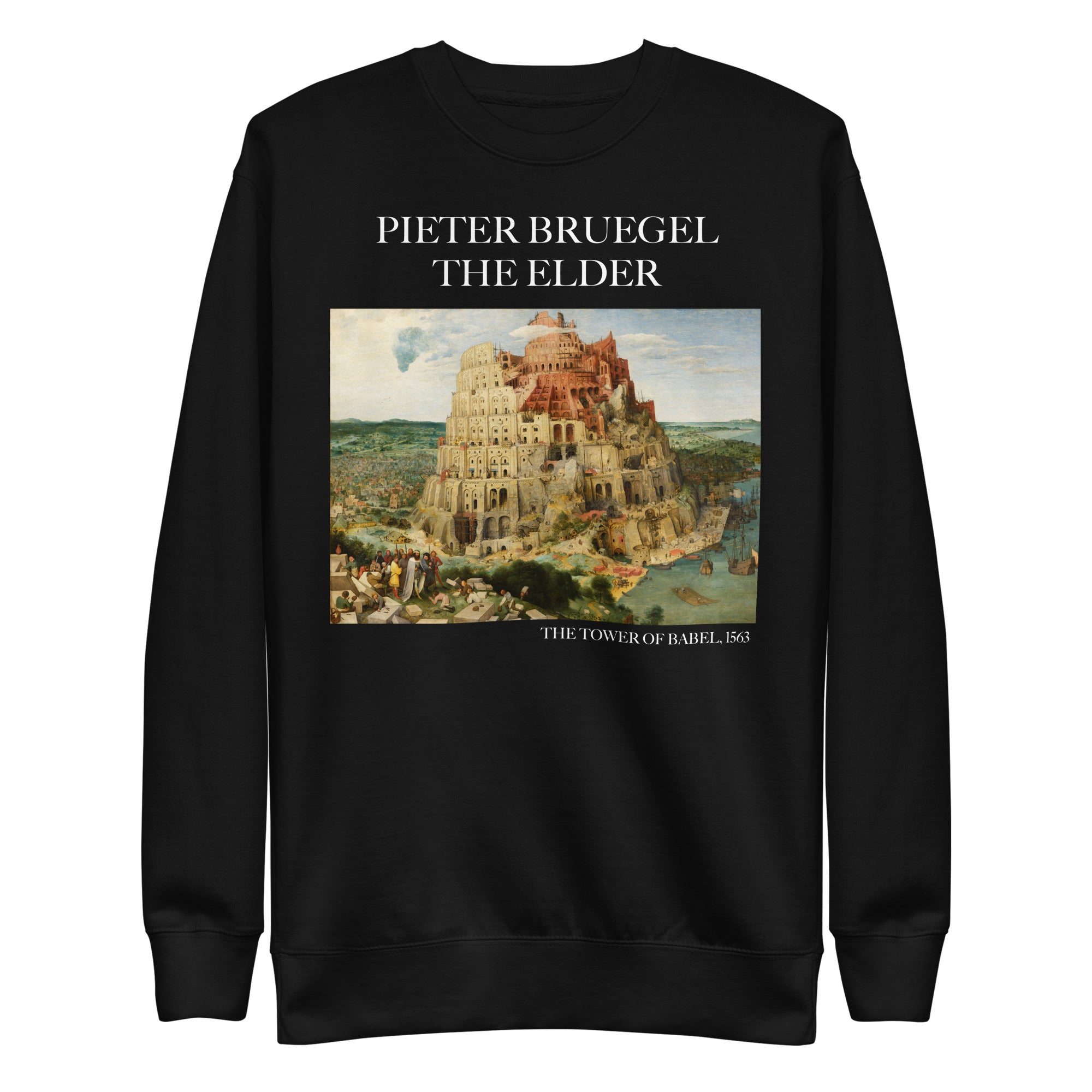 Sweatshirt mit berühmtem Gemälde „Der Turm zu Babel“ von Pieter Bruegel dem Älteren | Premium-Unisex-Sweatshirt