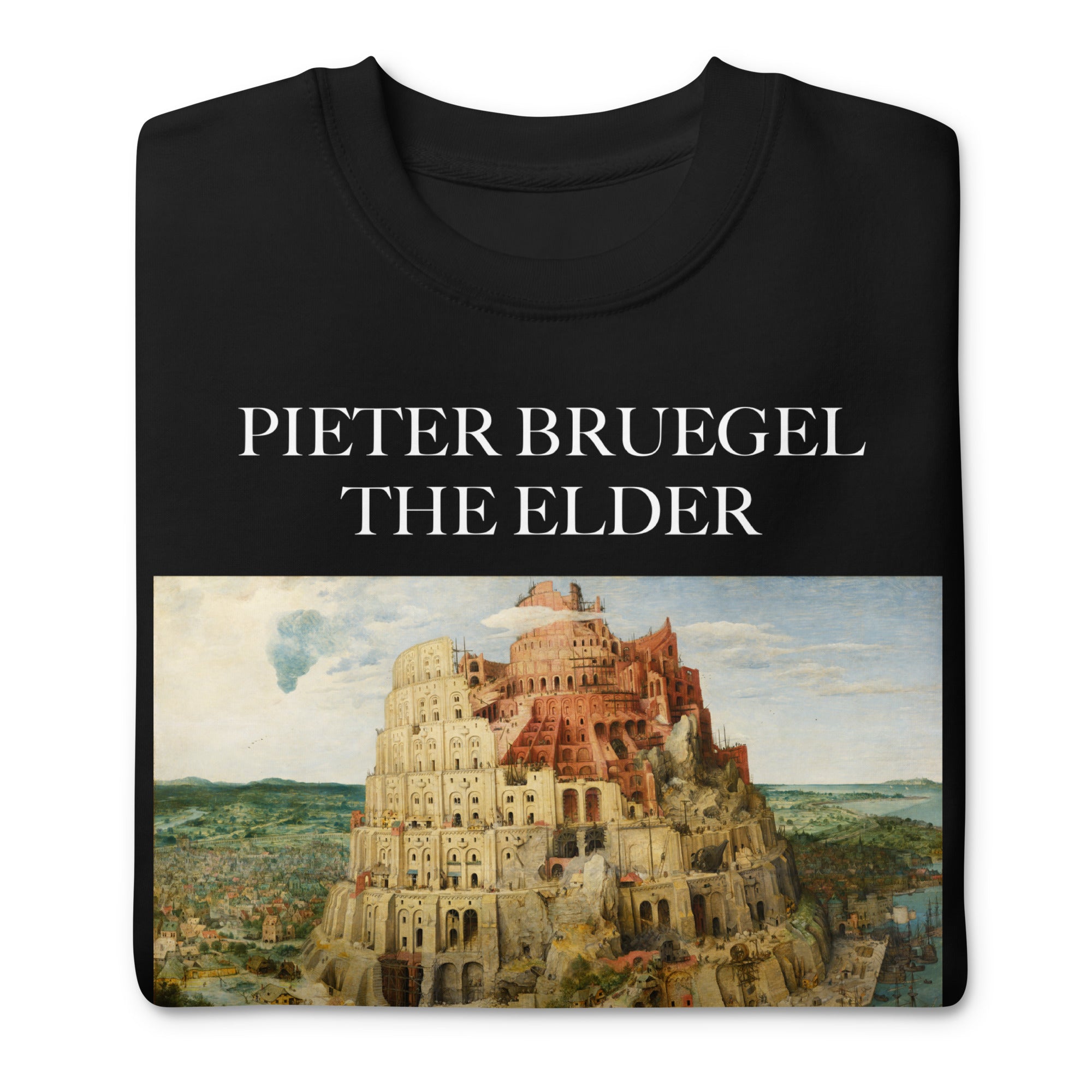 Sweatshirt mit berühmtem Gemälde „Der Turm zu Babel“ von Pieter Bruegel dem Älteren | Premium-Unisex-Sweatshirt
