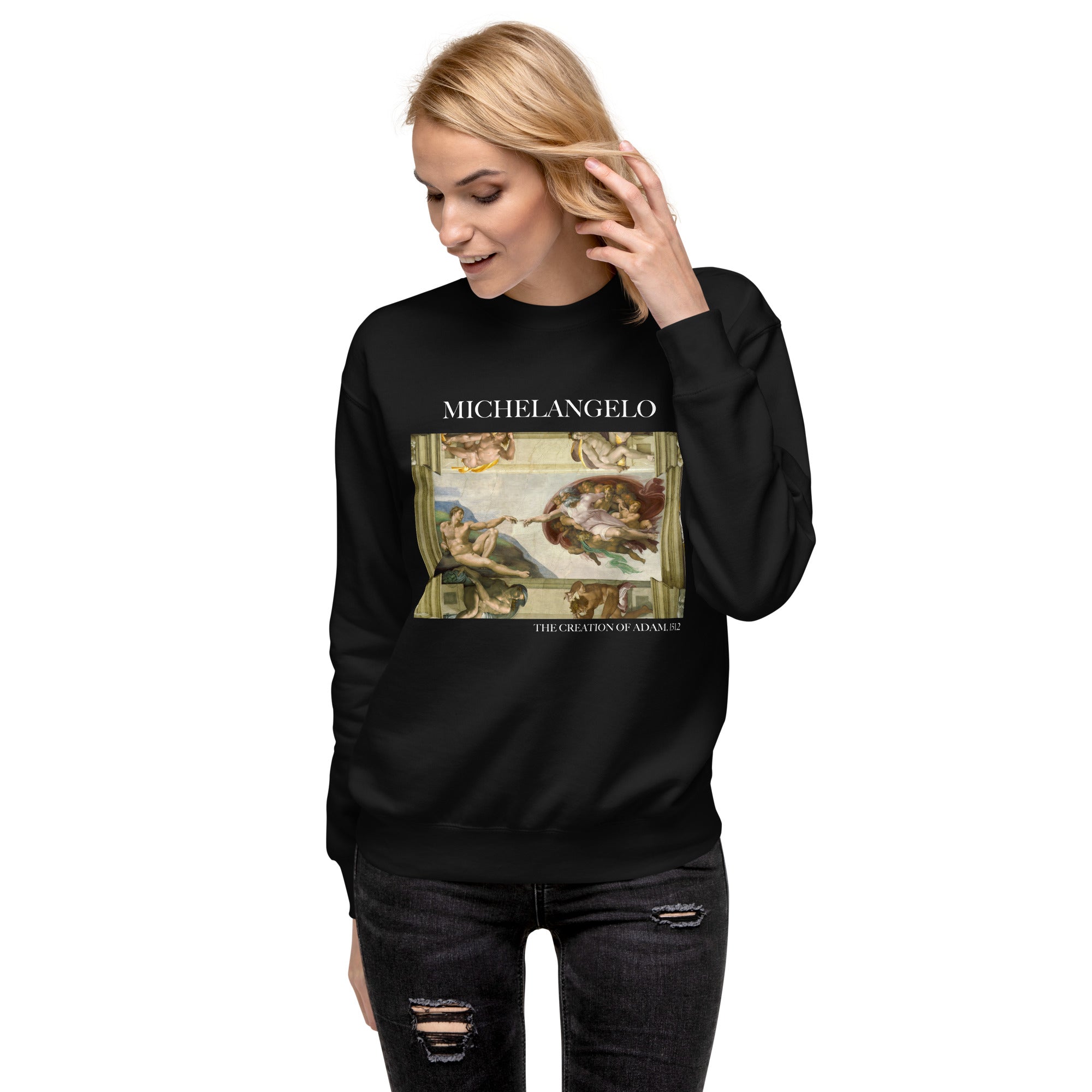 Sweatshirt mit berühmtem Gemälde „Die Erschaffung Adams“ von Michelangelo | Premium-Unisex-Sweatshirt