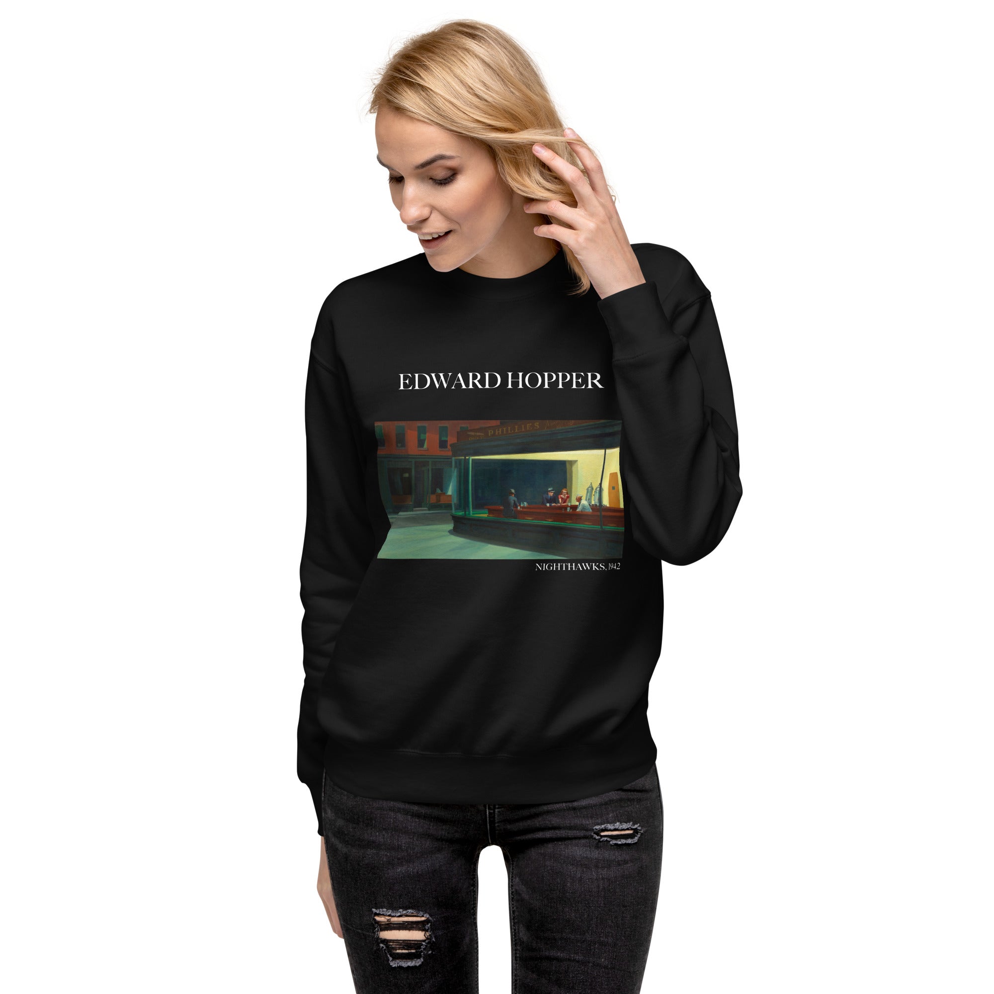 Sweatshirt mit berühmtem Gemälde „Nighthawks“ von Edward Hopper | Premium-Sweatshirt für Unisex