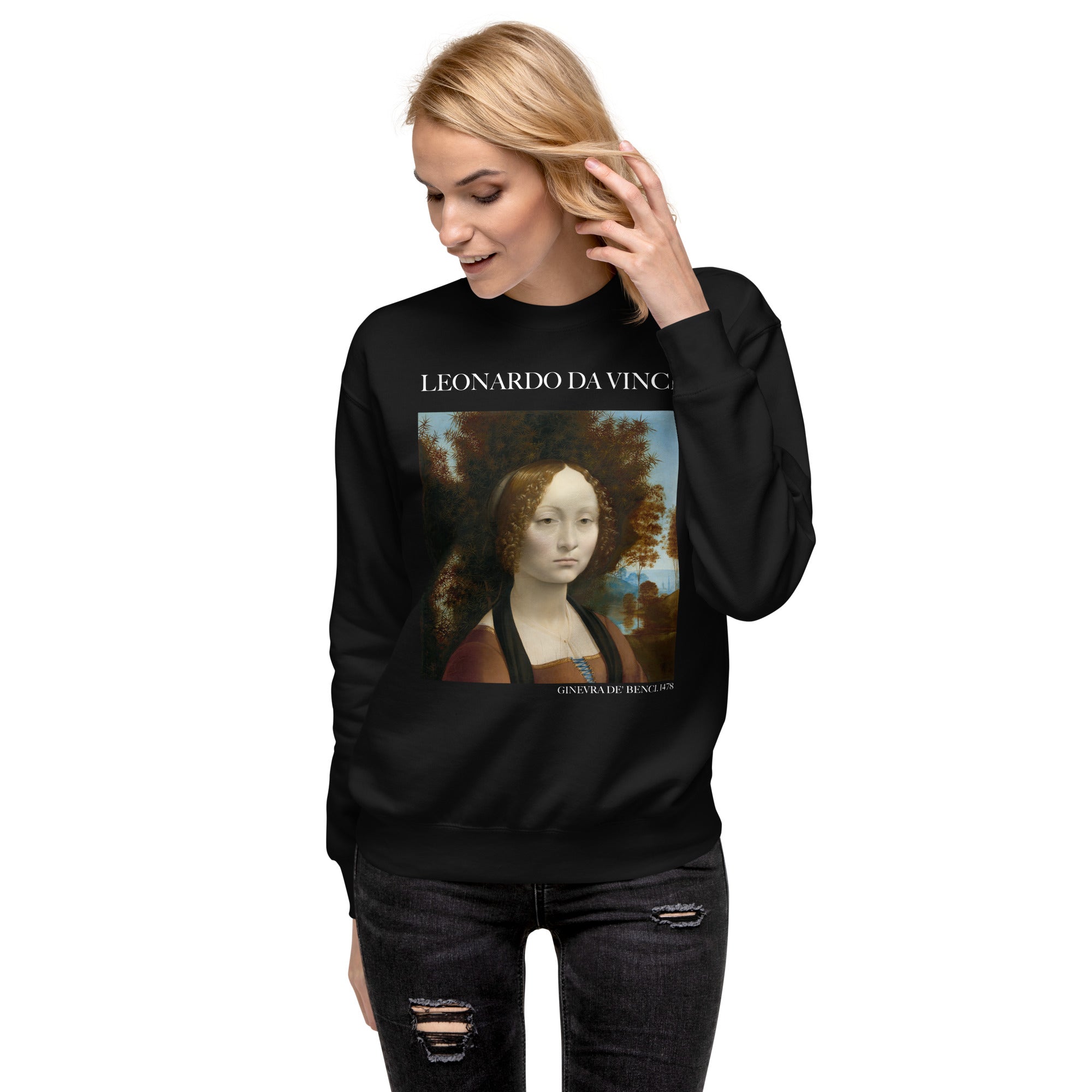 Sweatshirt mit berühmtem Gemälde „Ginevra de‘ Benci“ von Leonardo da Vinci, Premium-Unisex-Sweatshirt