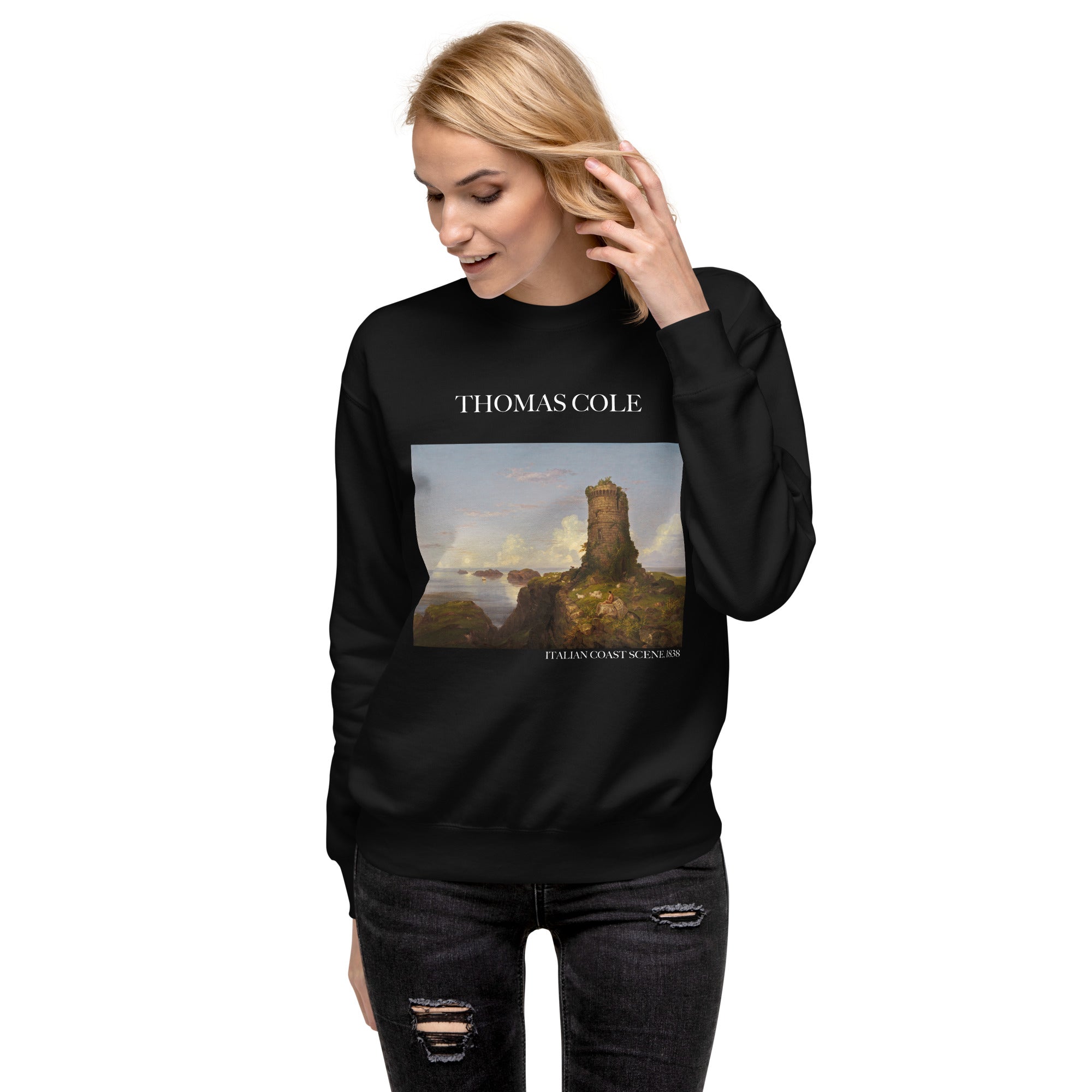 Thomas Cole – Kurzes Sweatshirt „Italienische Küstenszene“ – berühmtes Gemälde – Premium-Kunst-Kurzpullover