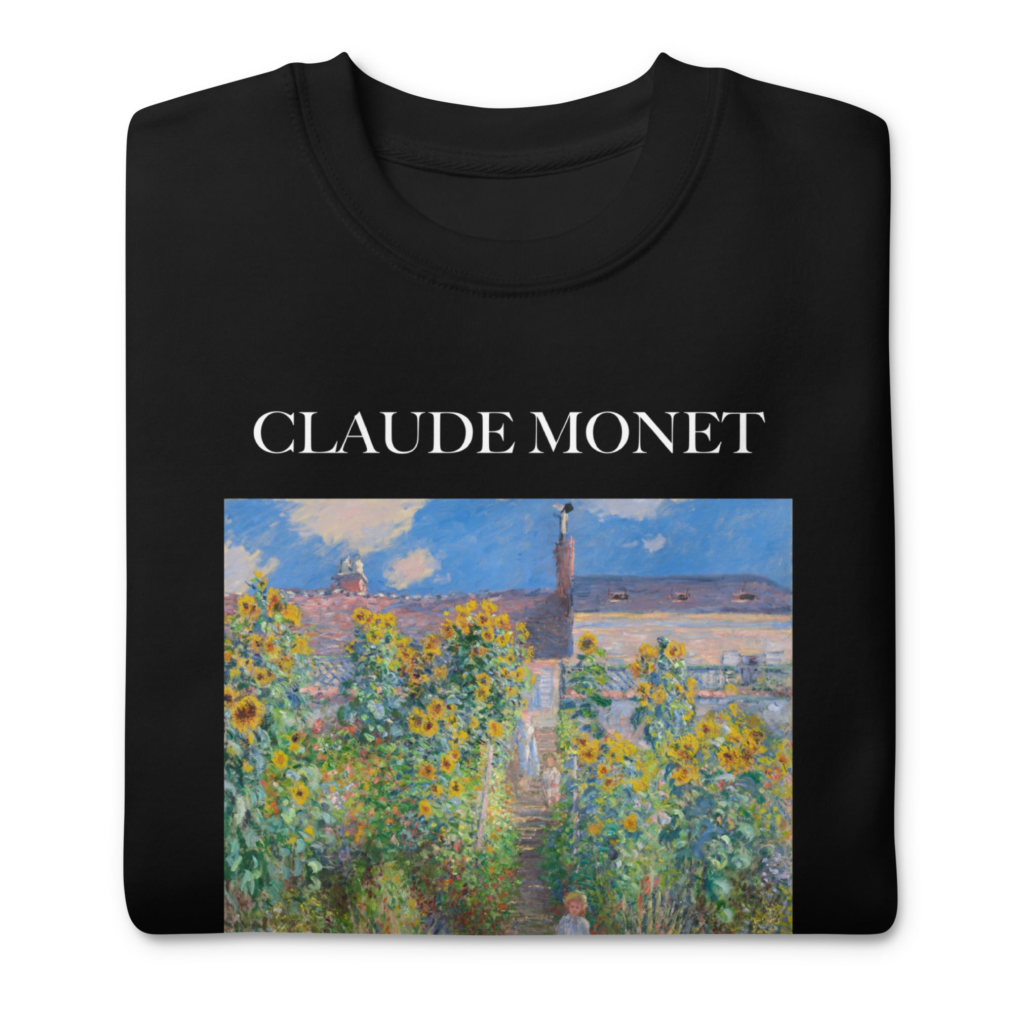 Claude Monet 'The Artist's Garden at Vétheuil' Famous Painting Sweatshirt | Unisex Premium Sweatshirt