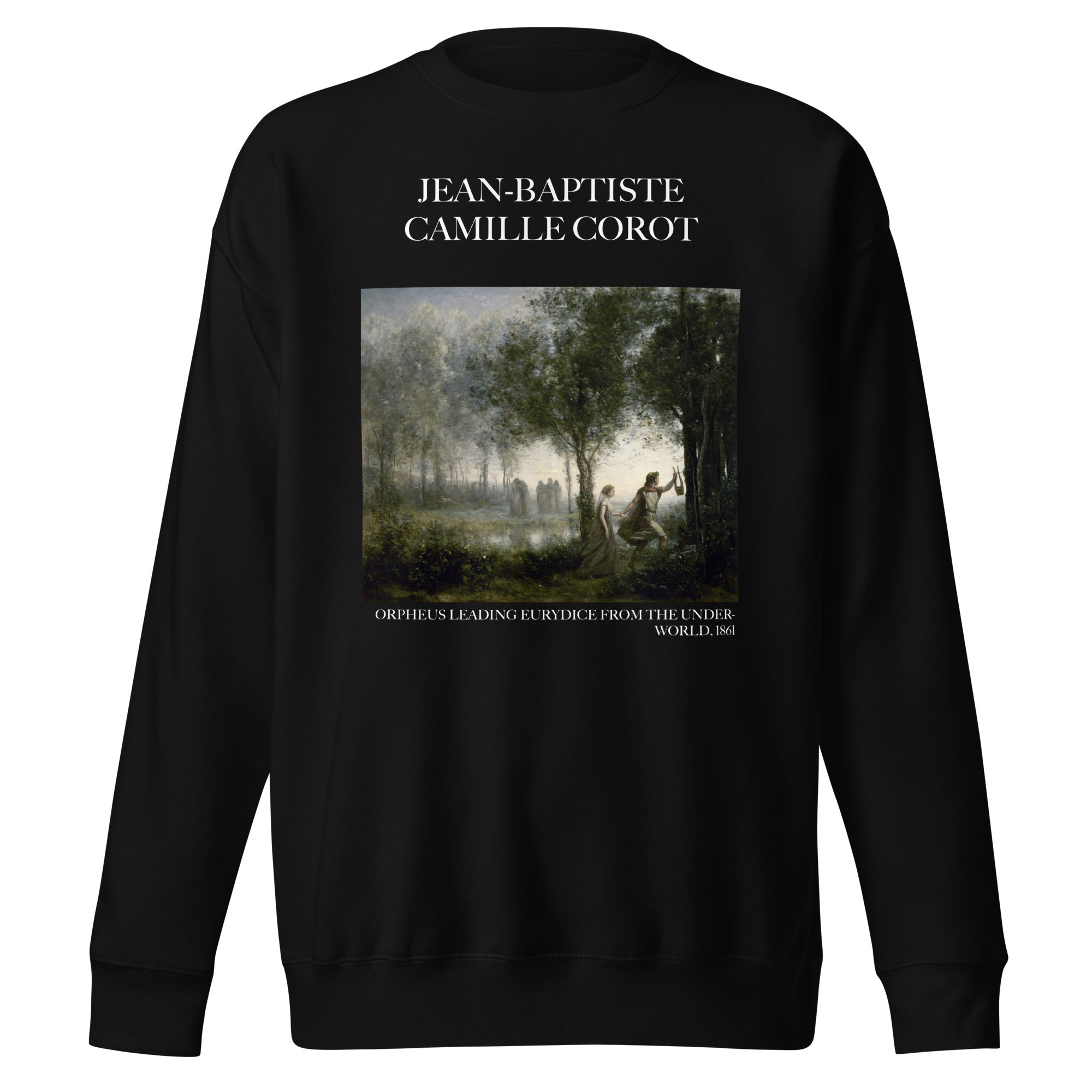 Jean-Baptiste Camille Corot 'Orpheus Leading Eurydice from the Underworld' Famous Painting Sweatshirt | Unisex Premium Sweatshirt