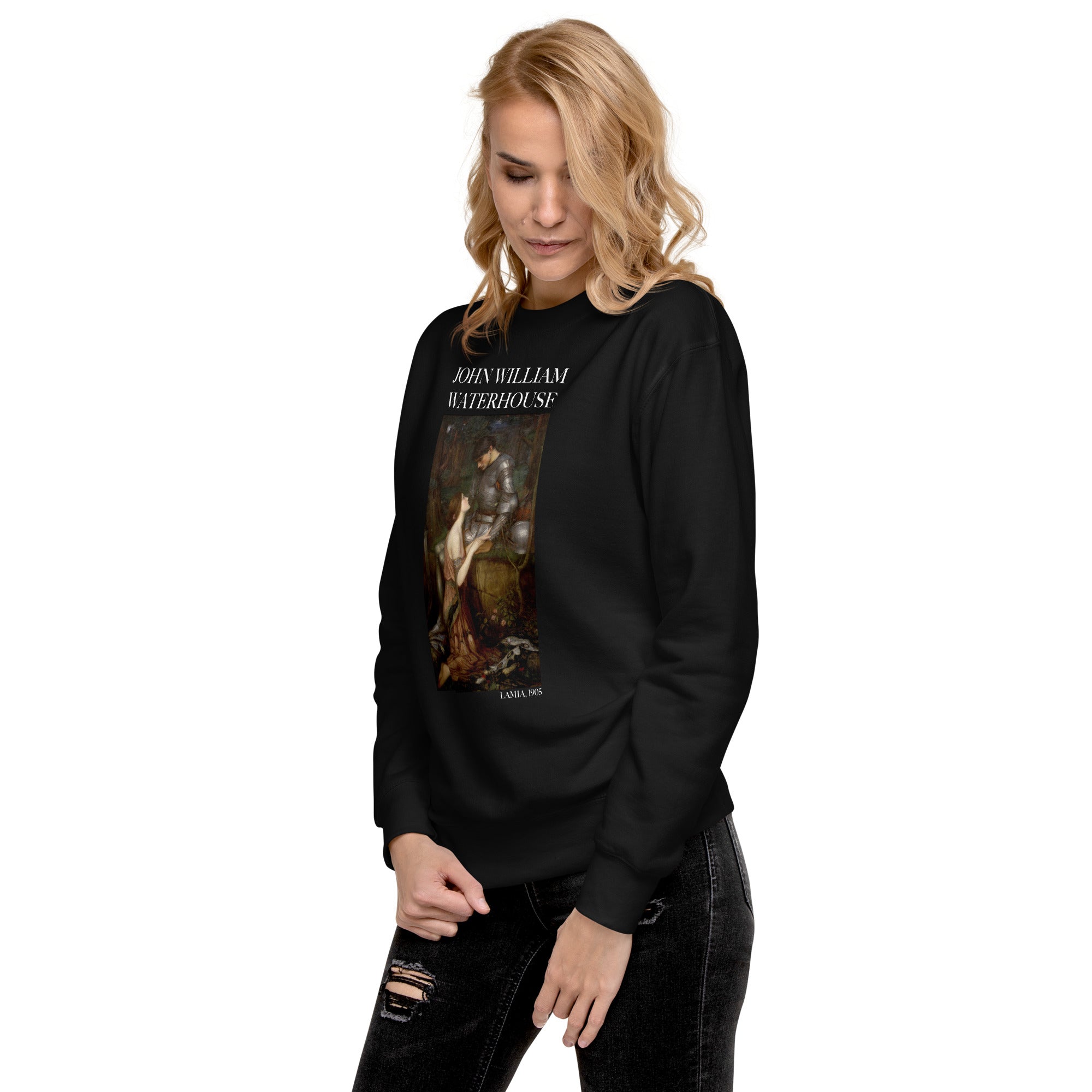 Sweatshirt mit berühmtem Gemälde „Lamia“ von John William Waterhouse, Premium-Unisex-Sweatshirt