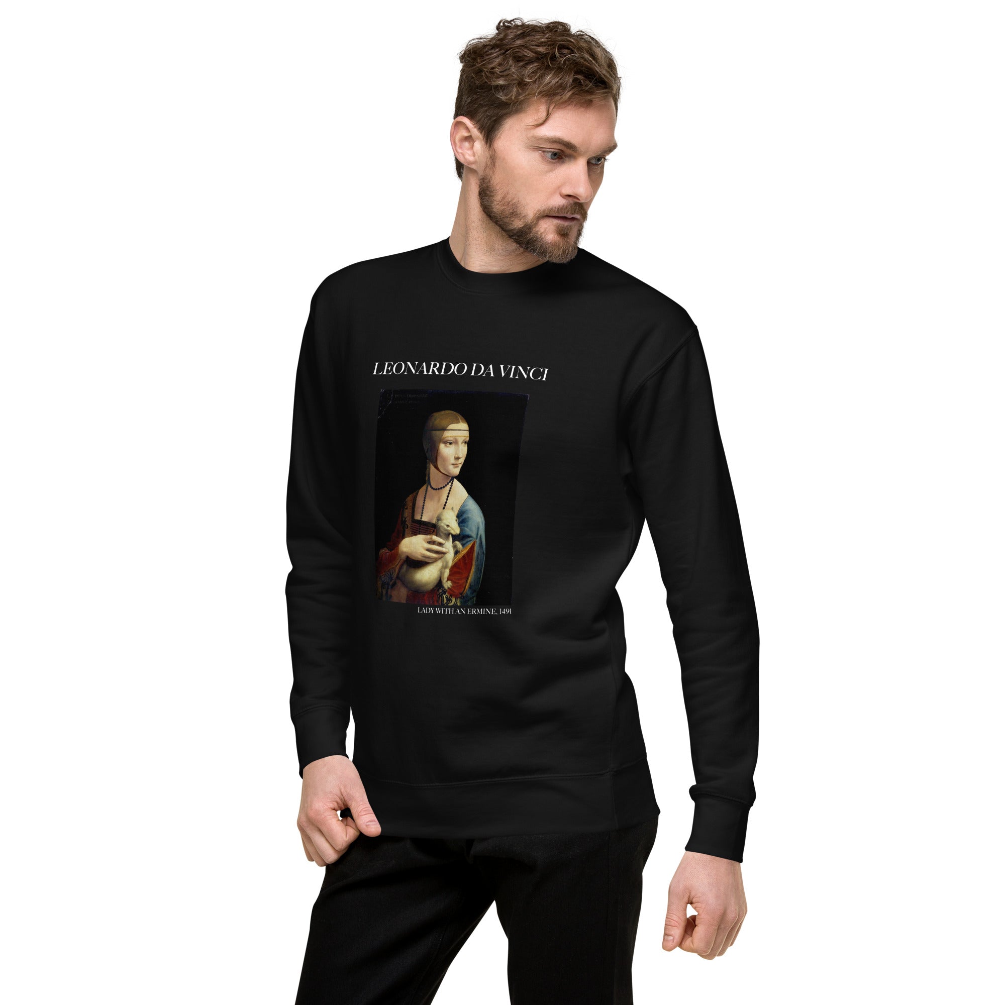 Sweatshirt mit berühmtem Gemälde „Die Dame mit dem Hermelin“ von Leonardo da Vinci, Unisex, Premium-Sweatshirt