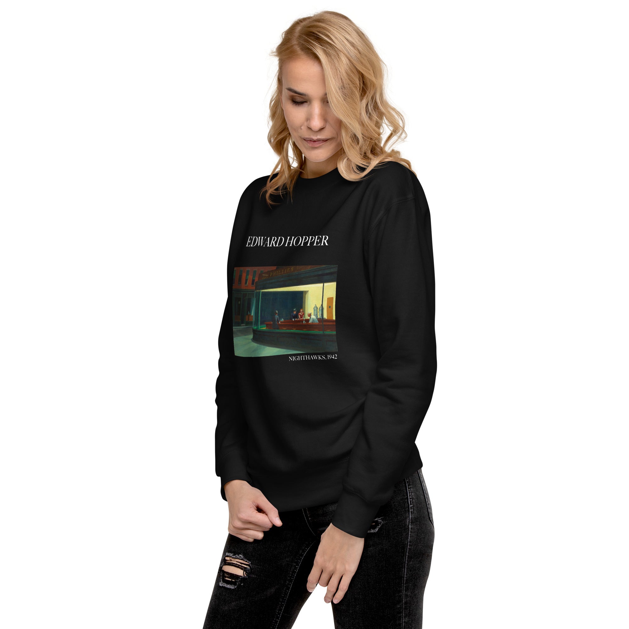 Edward Hopper 'Nighthawks' Famous Painting Sweatshirt | Unisex Premium Sweatshirt