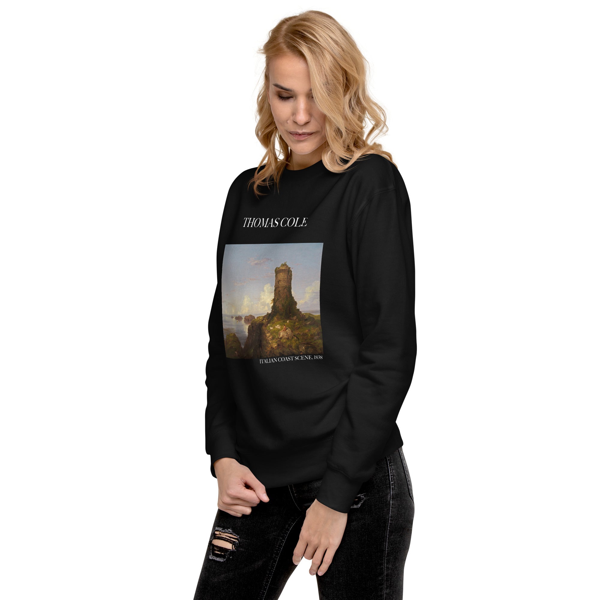 Thomas Cole – Kurzes Sweatshirt „Italienische Küstenszene“ – berühmtes Gemälde – Premium-Kunst-Kurzpullover