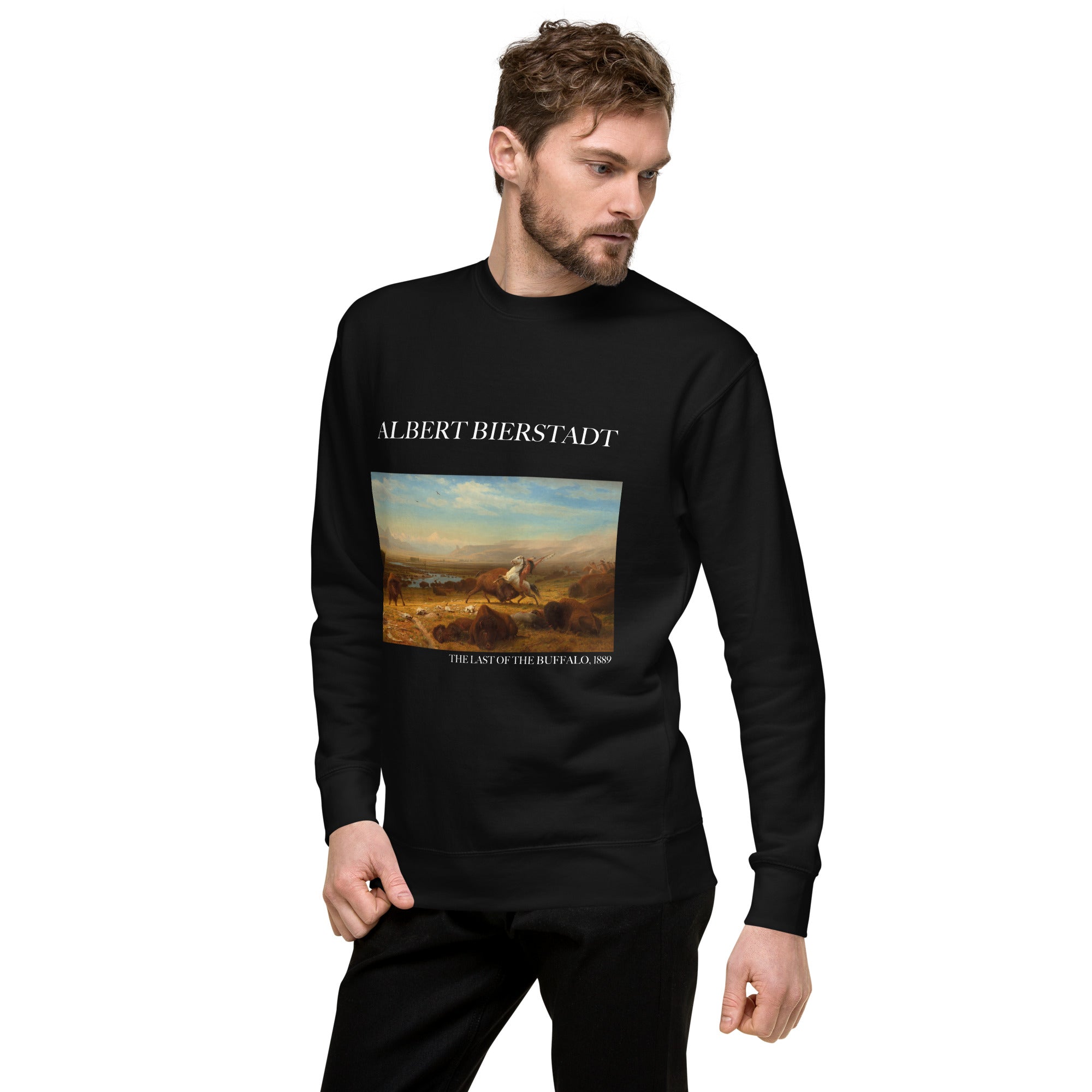 Sweatshirt mit berühmtem Gemälde „The Last of the Buffalo“ von Albert Bierstadt | Premium-Sweatshirt für Unisex