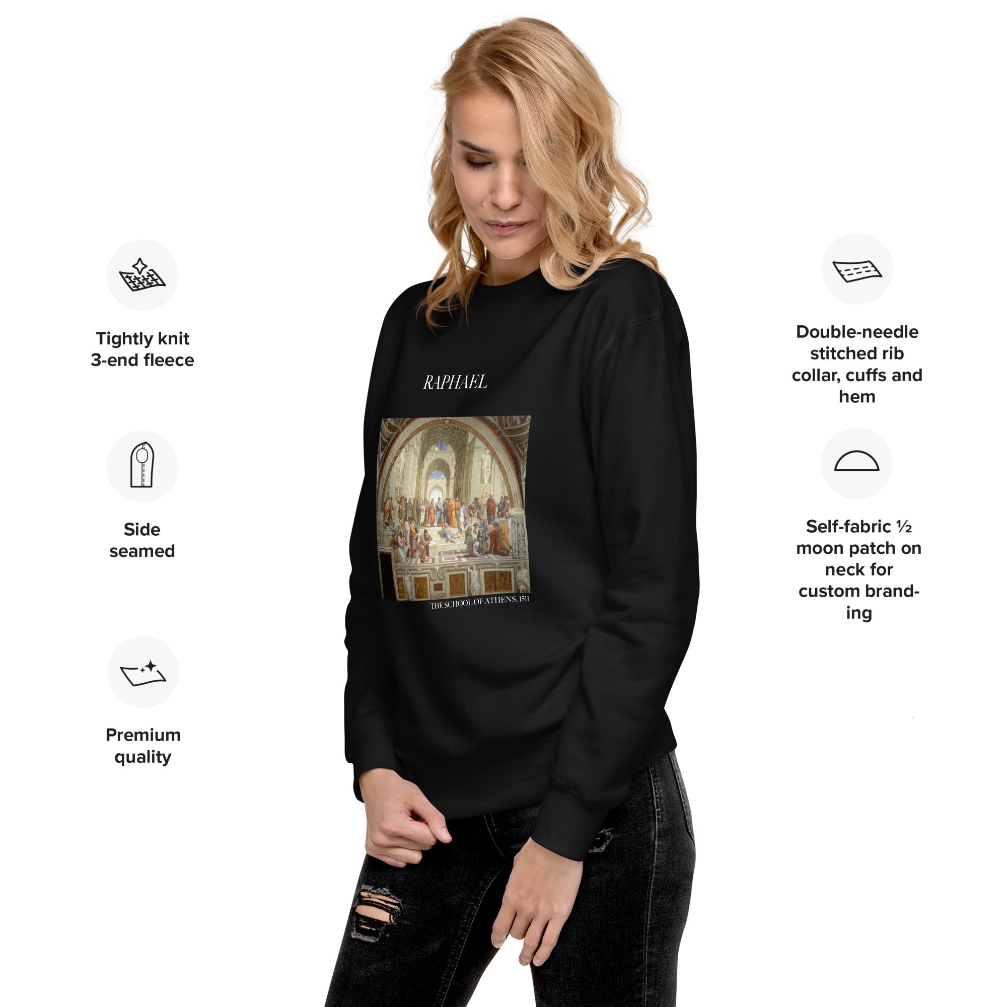 Sweatshirt mit berühmtem Gemälde „Die Schule von Athen“ von Raphael | Premium-Sweatshirt für Unisex