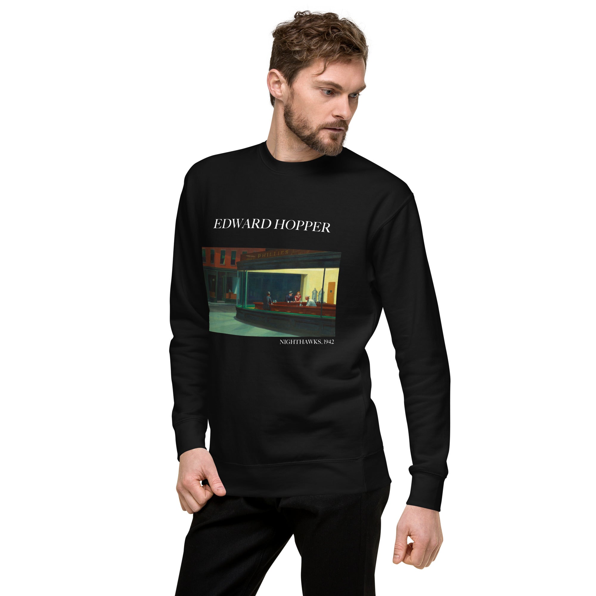 Sweatshirt mit berühmtem Gemälde „Nighthawks“ von Edward Hopper | Premium-Sweatshirt für Unisex