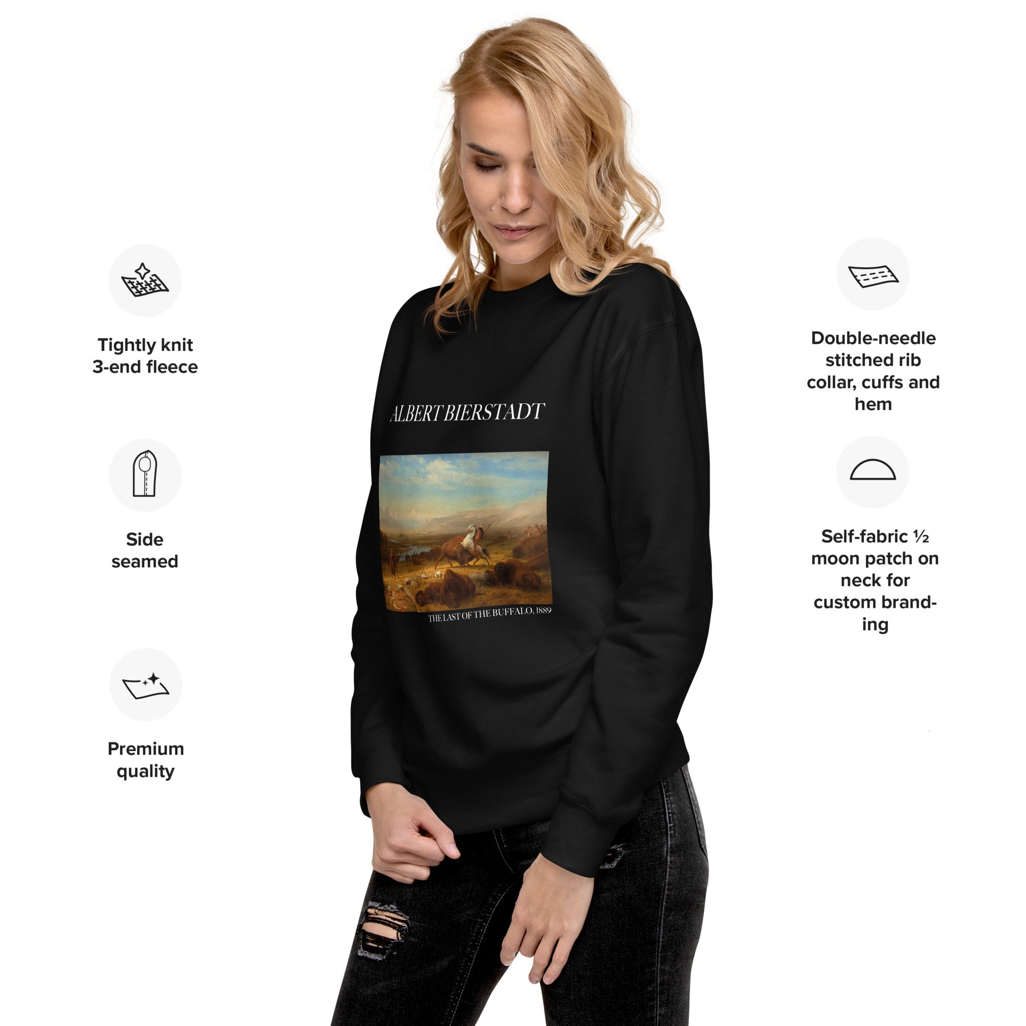 Sweatshirt mit berühmtem Gemälde „The Last of the Buffalo“ von Albert Bierstadt | Premium-Sweatshirt für Unisex