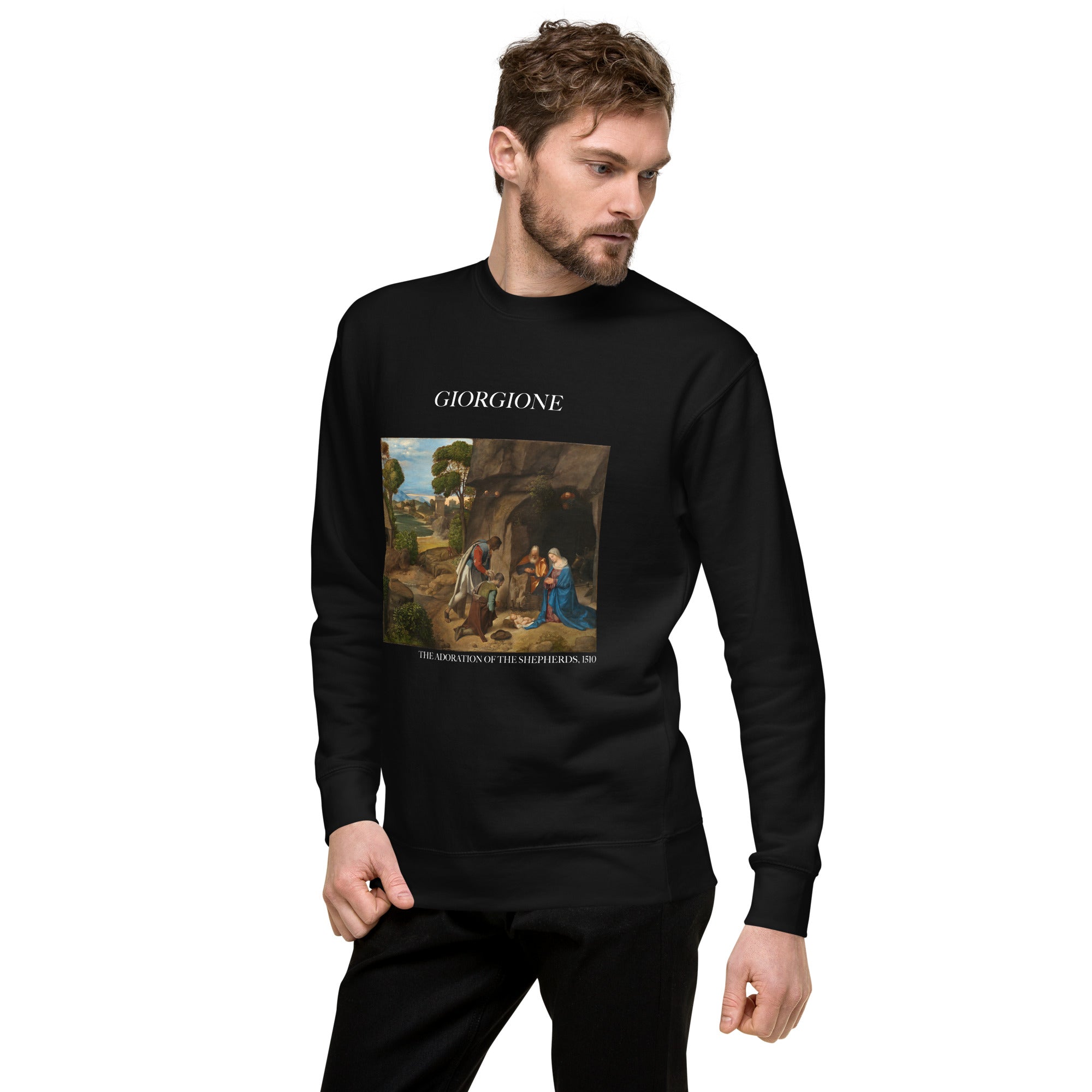 Giorgione - Sweatshirt mit berühmtem Gemälde „Die Anbetung der Hirten“ | Premium-Unisex-Sweatshirt