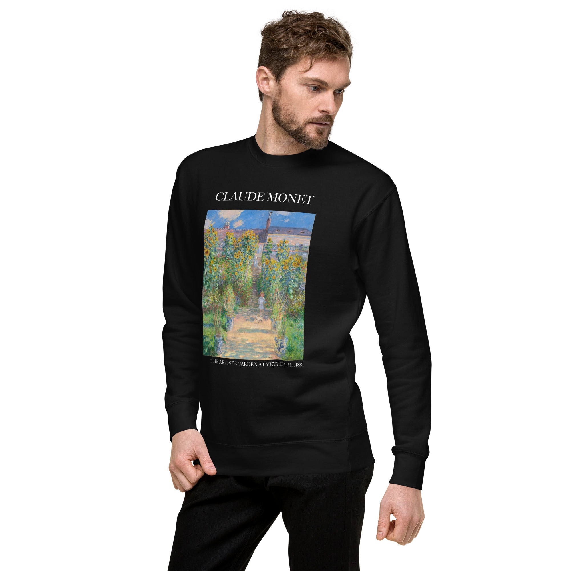 Claude Monet 'The Artist's Garden at Vétheuil' Famous Painting Sweatshirt | Unisex Premium Sweatshirt