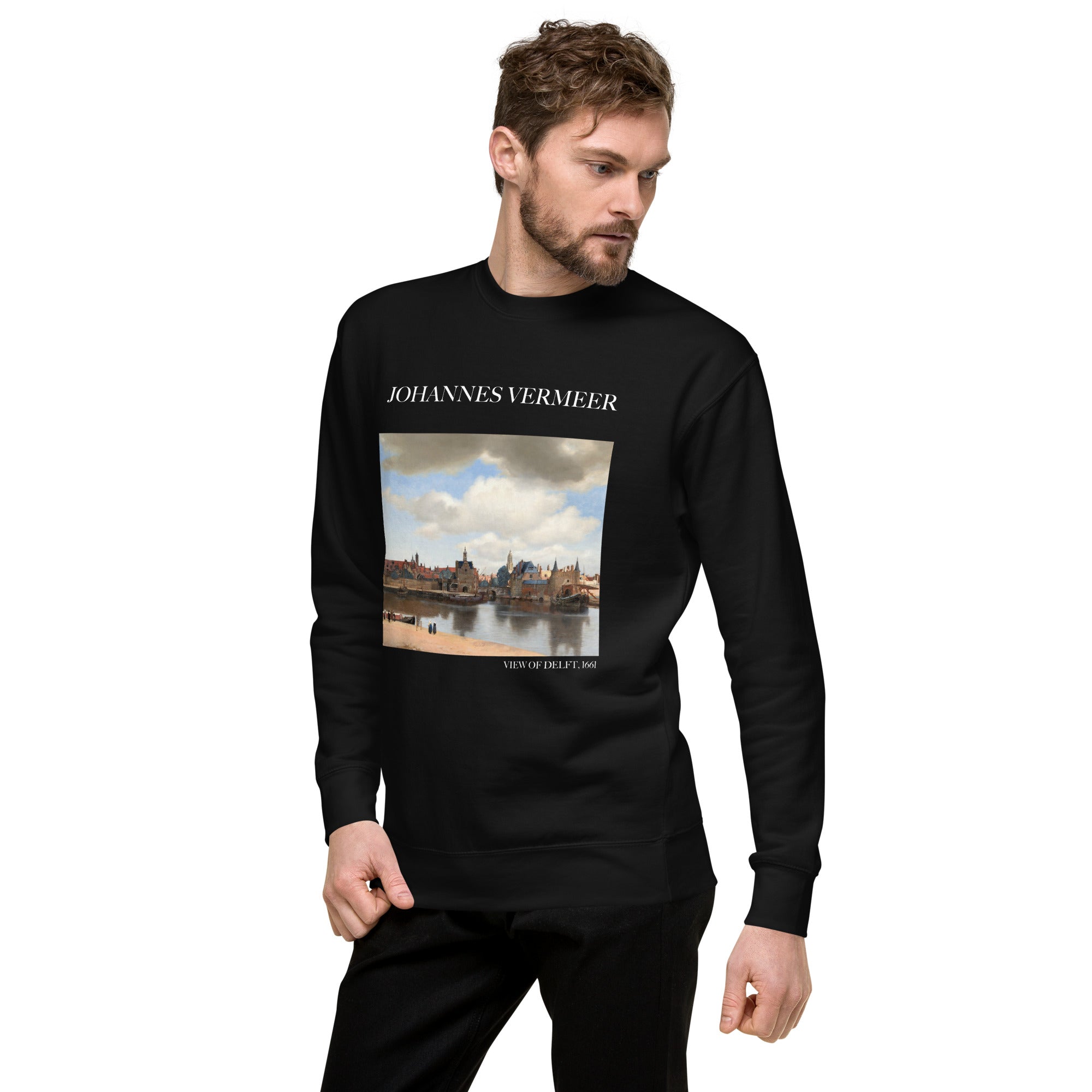 Johannes Vermeer 'Blick auf Delft' Berühmtes Gemälde Sweatshirt | Unisex Premium Sweatshirt