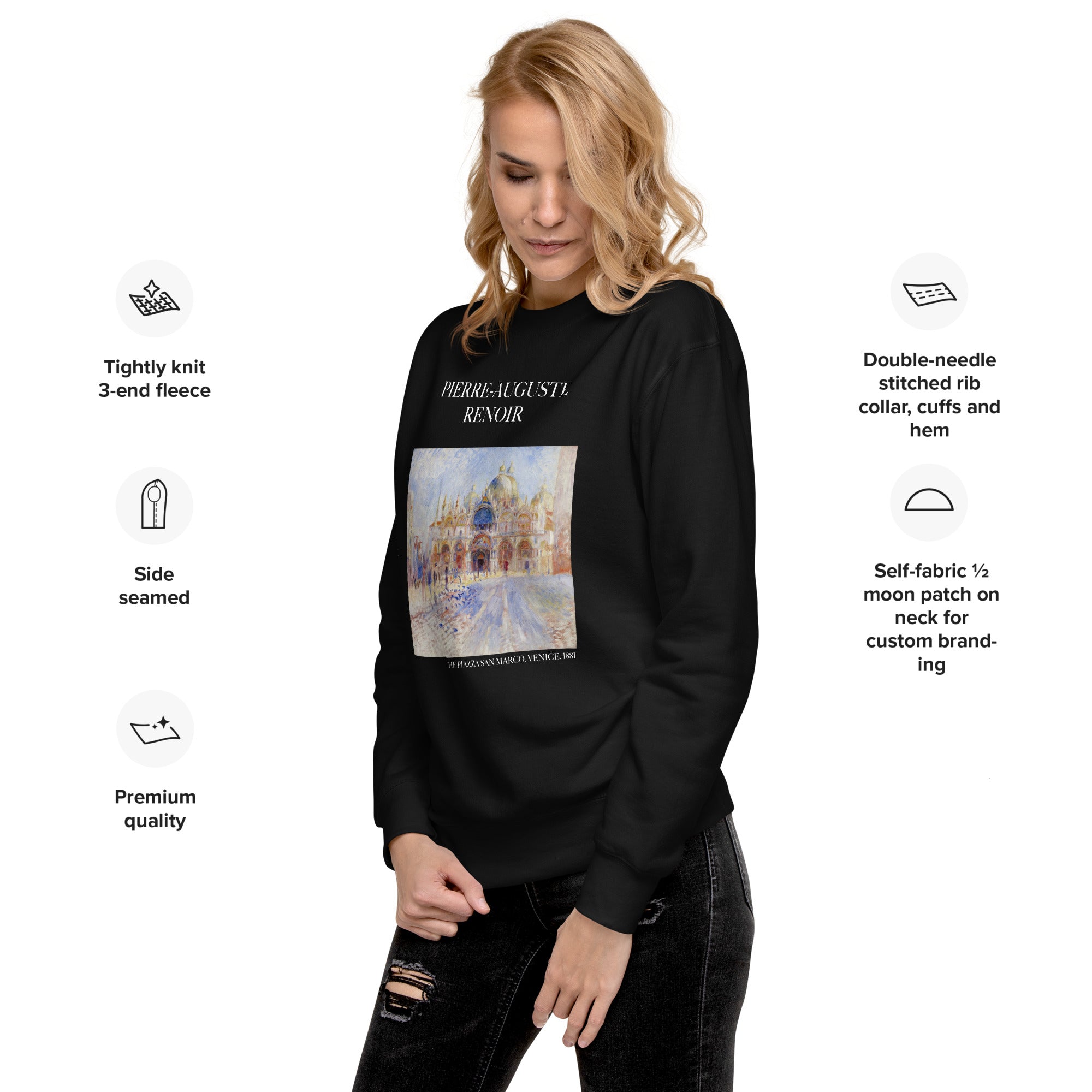 Pierre-Auguste Renoir 'The Piazza San Marco, Venice' Famous Painting Sweatshirt | Unisex Premium Sweatshirt