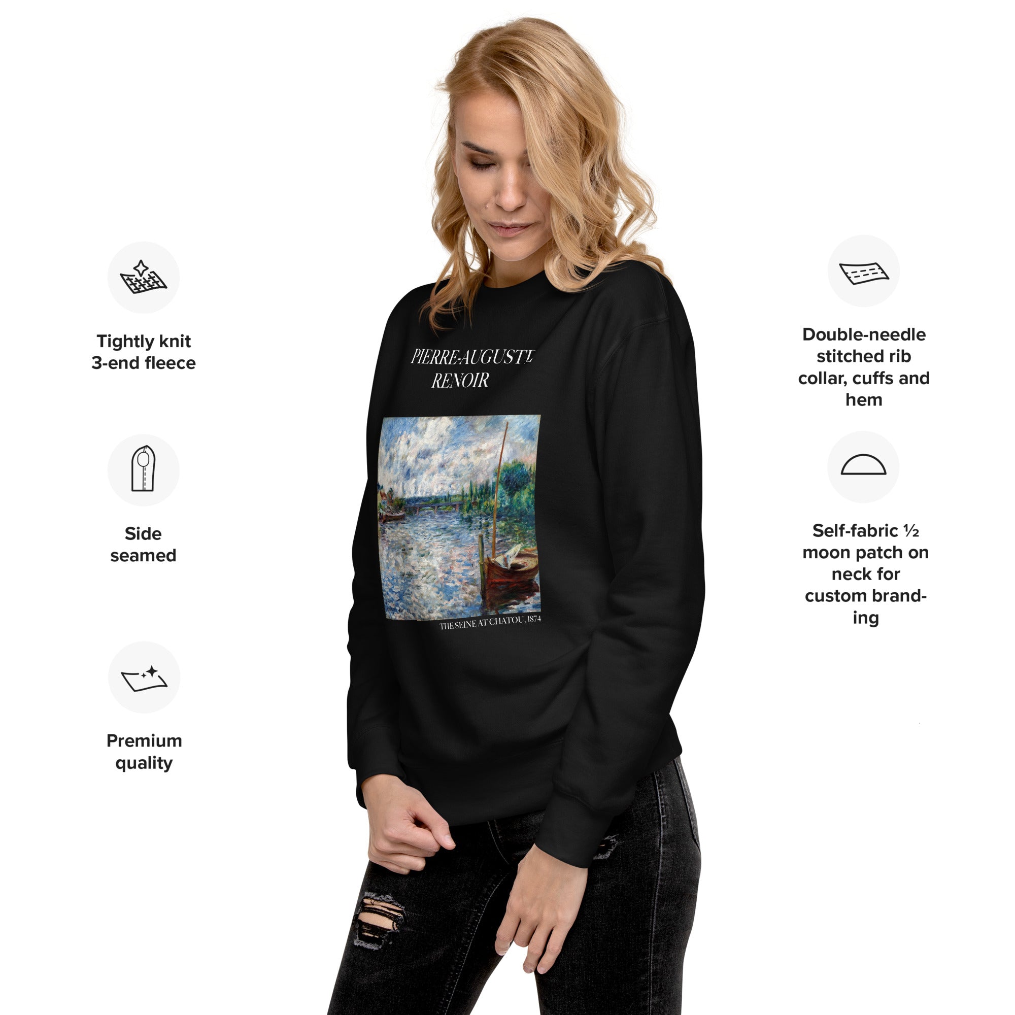 Sweatshirt mit berühmtem Gemälde „Die Seine bei Chatou“ von Pierre-Auguste Renoir | Premium-Sweatshirt für Unisex