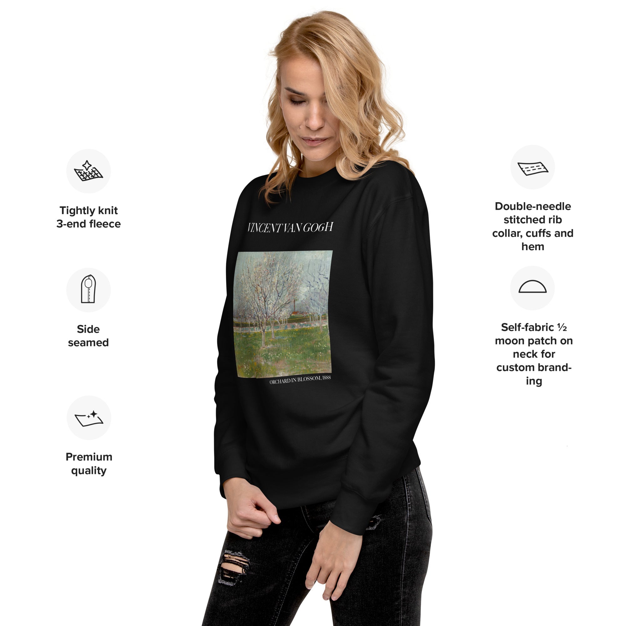 Sweatshirt mit berühmtem Gemälde „Obstgarten in Blüte“ von Vincent van Gogh | Premium-Sweatshirt für Unisex