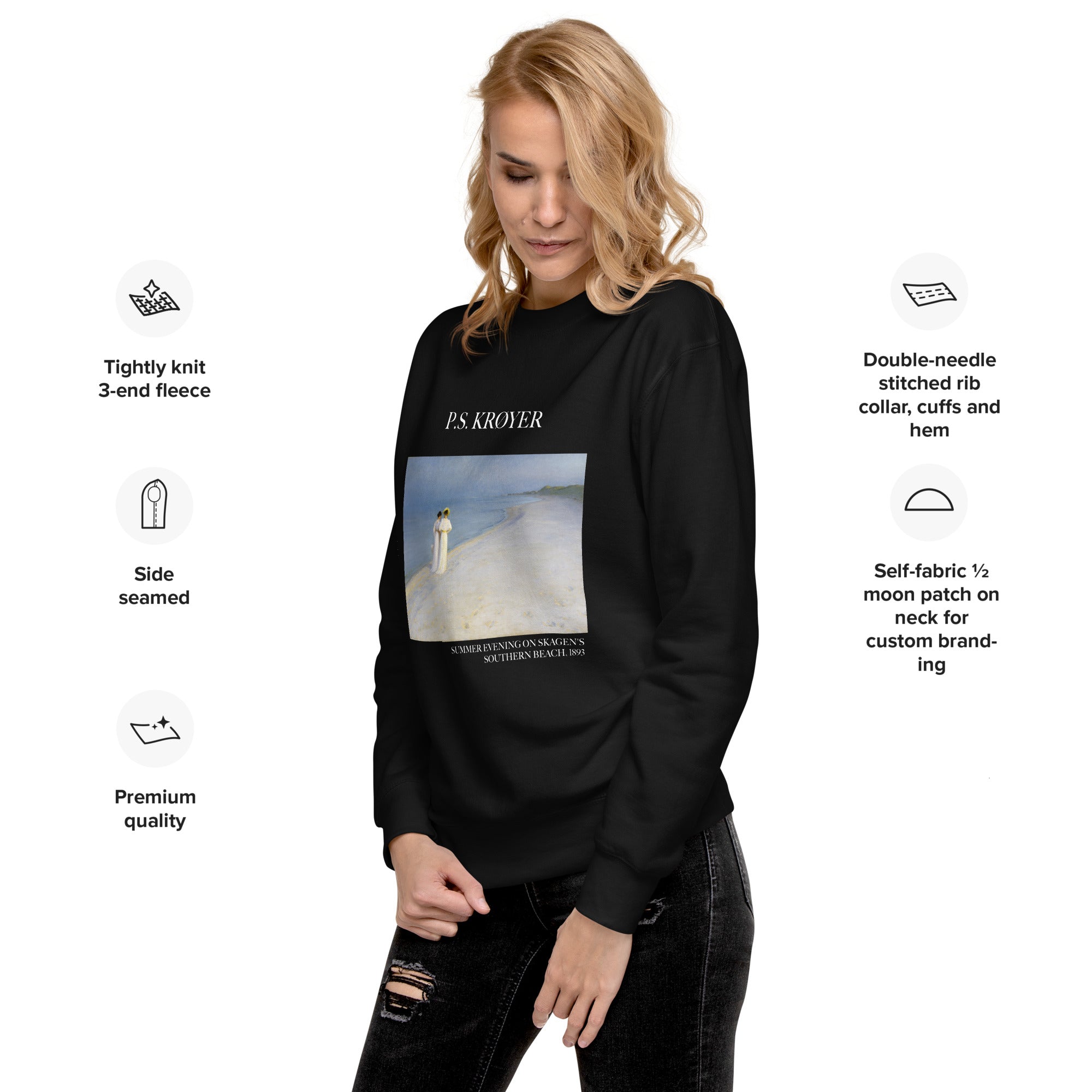 PS Krøyer 'Sommerabend am Südstrand von Skagen' Berühmtes Gemälde-Sweatshirt | Unisex Premium Sweatshirt