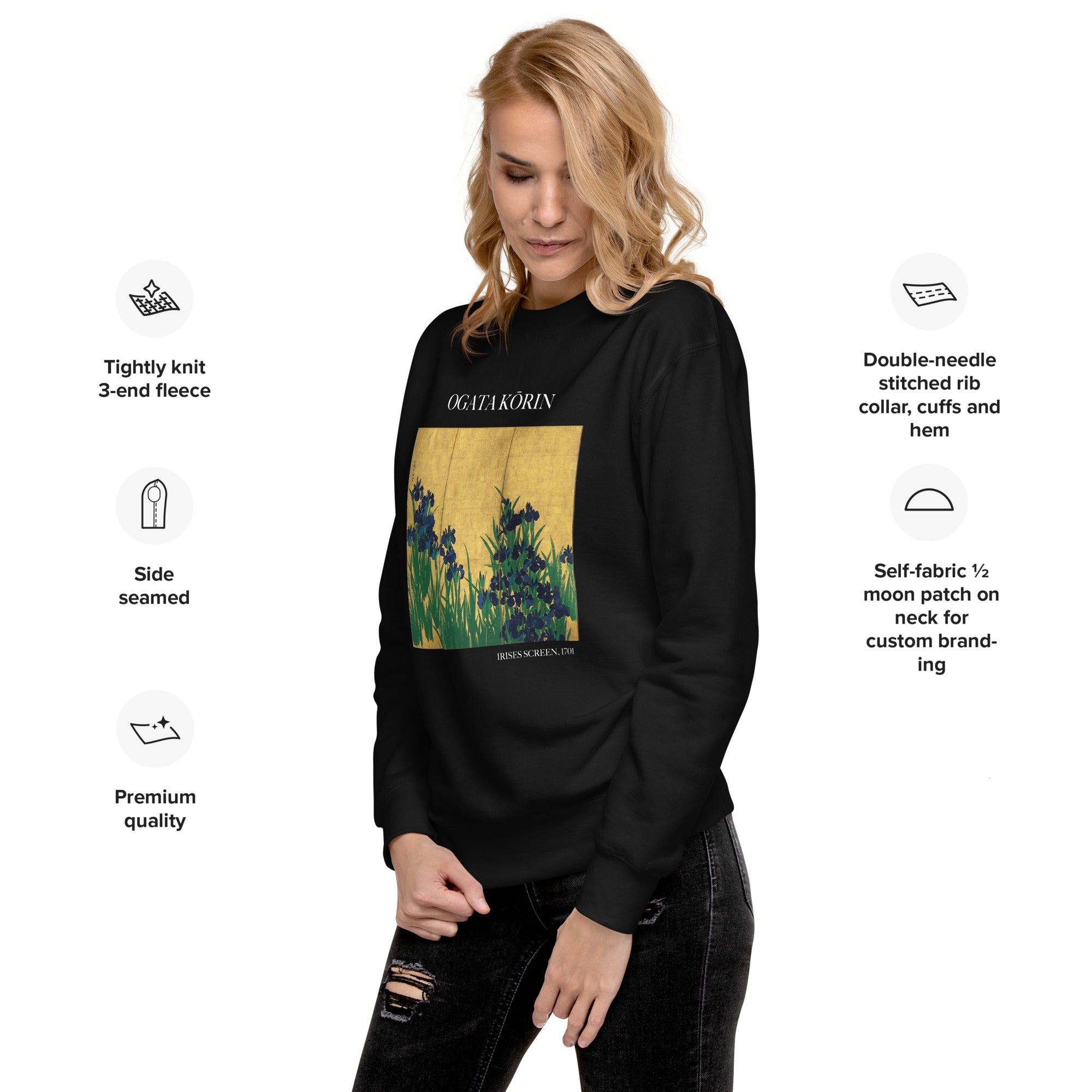 Ogata Kōrin 'Irises Screen' Berühmtes Gemälde-Sweatshirt | Unisex Premium Sweatshirt