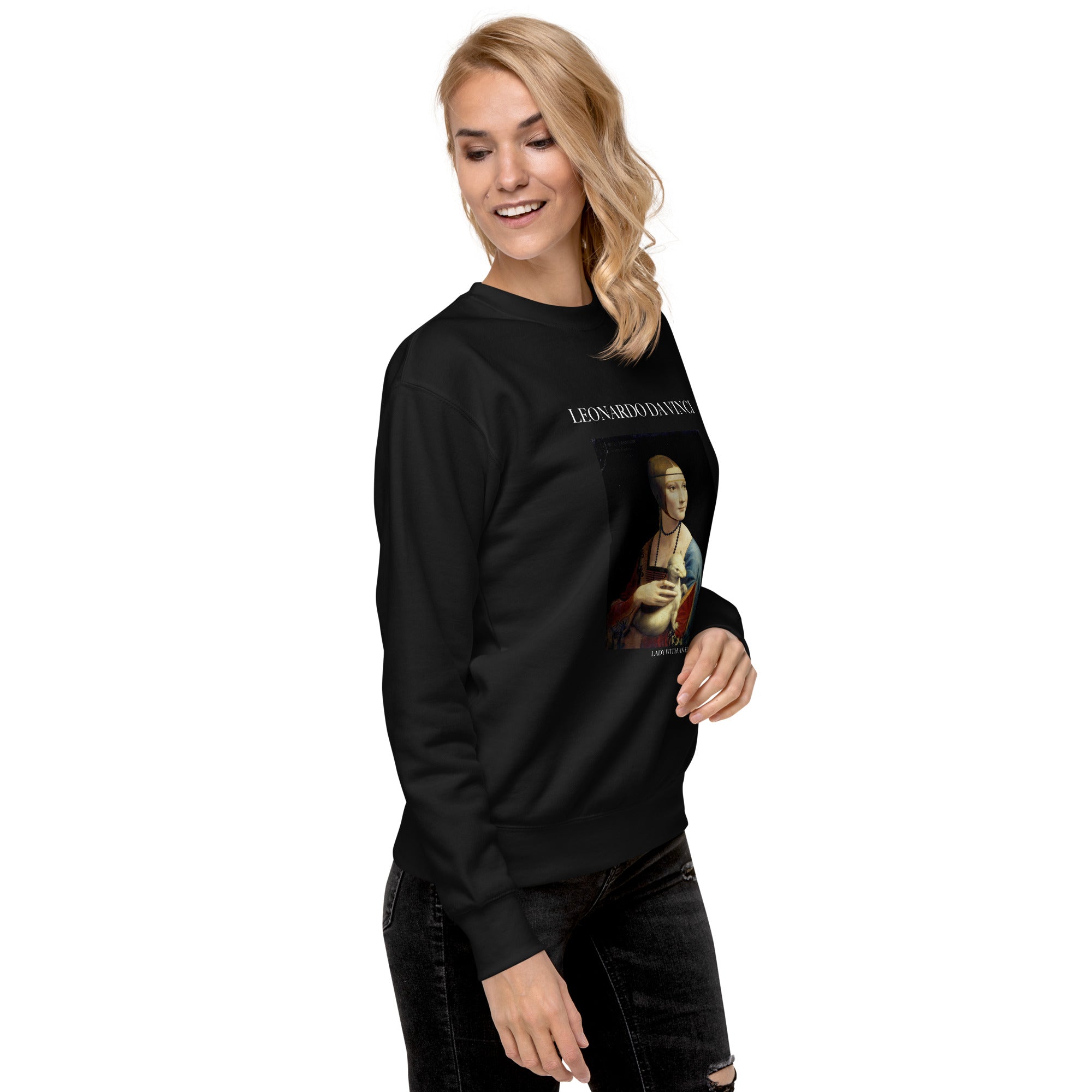 Sweatshirt mit berühmtem Gemälde „Die Dame mit dem Hermelin“ von Leonardo da Vinci, Unisex, Premium-Sweatshirt