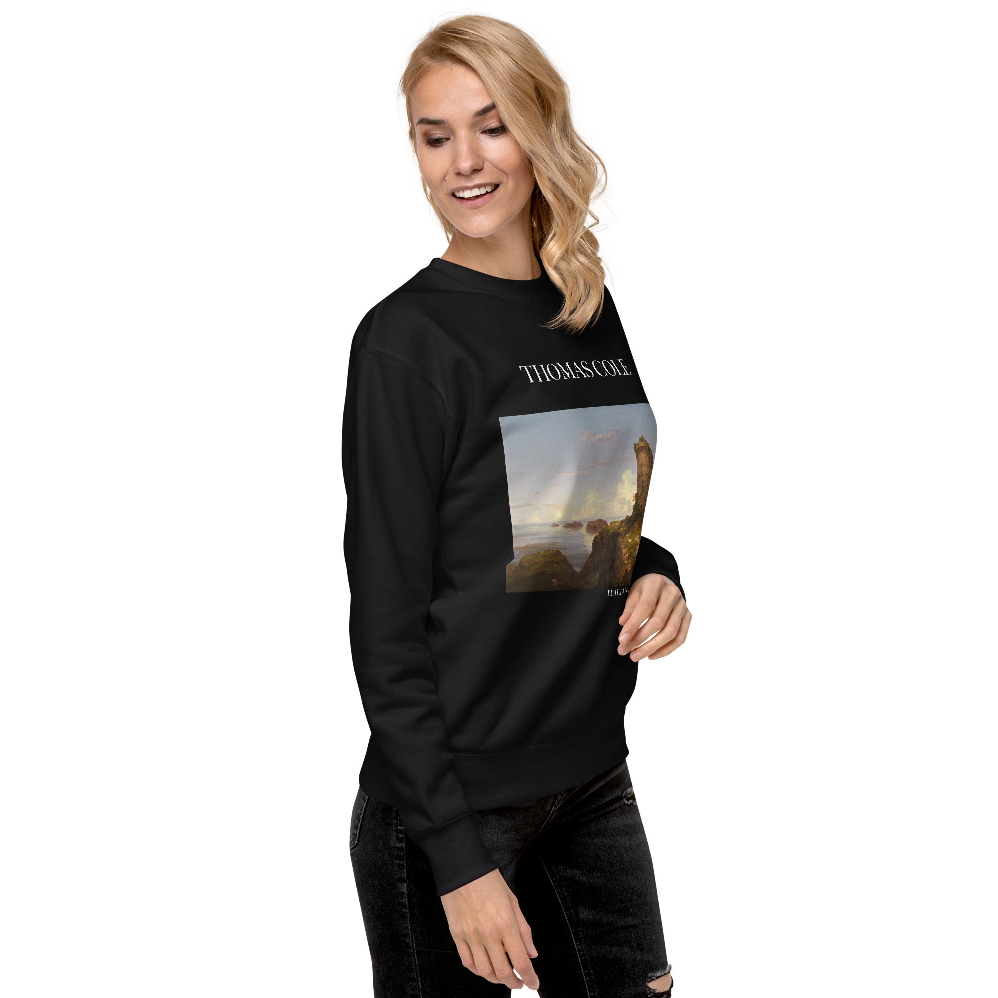 Thomas Cole – Kurzes Sweatshirt „Italienische Küstenszene“ – berühmtes Gemälde – Premium-Kunst-Kurzpullover