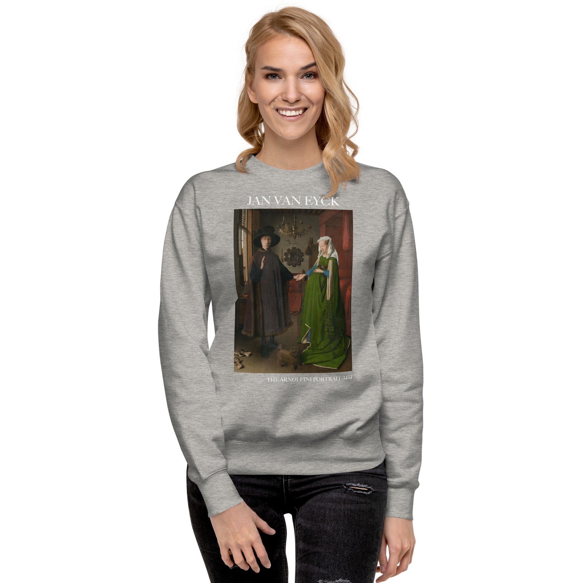 Jan van Eyck 'The Arnolfini Portrait' Famous Painting Sweatshirt | Unisex Premium Sweatshirt