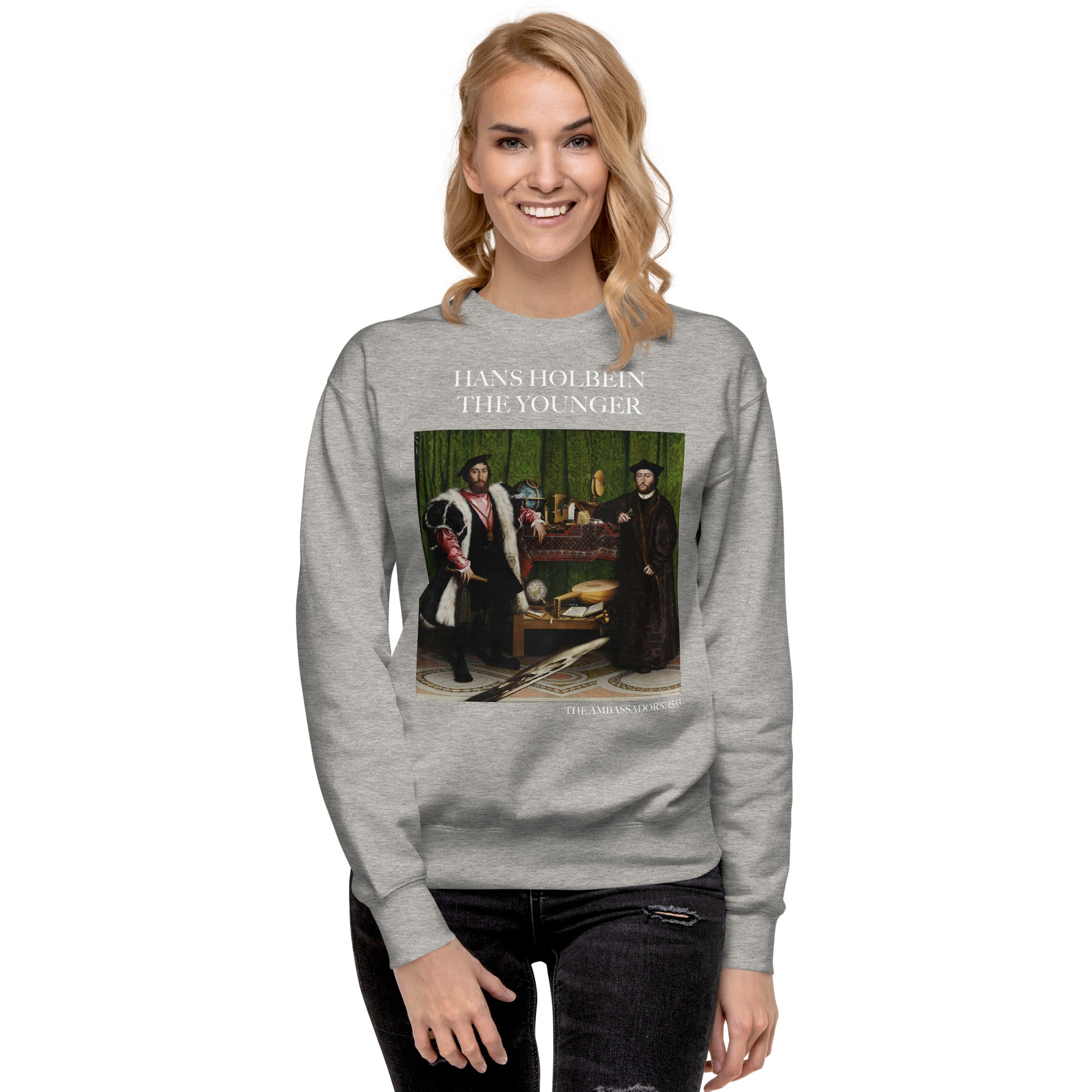 Hans Holbein the Younger 'The Ambassadors' Famous Painting Sweatshirt | Unisex Premium Sweatshirt