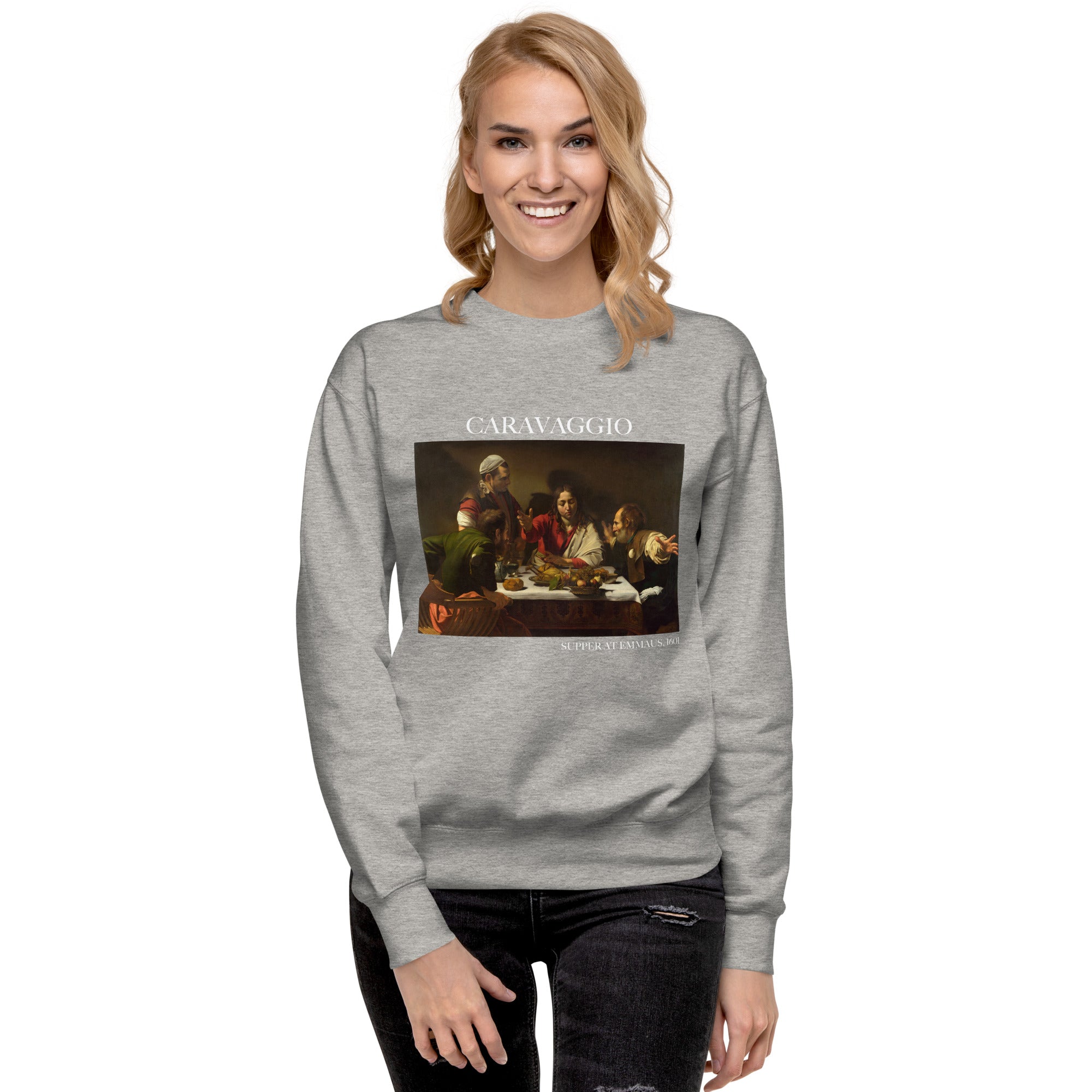 Caravaggio 'Supper at Emmaus' Famous Painting Sweatshirt | Unisex Premium Sweatshirt