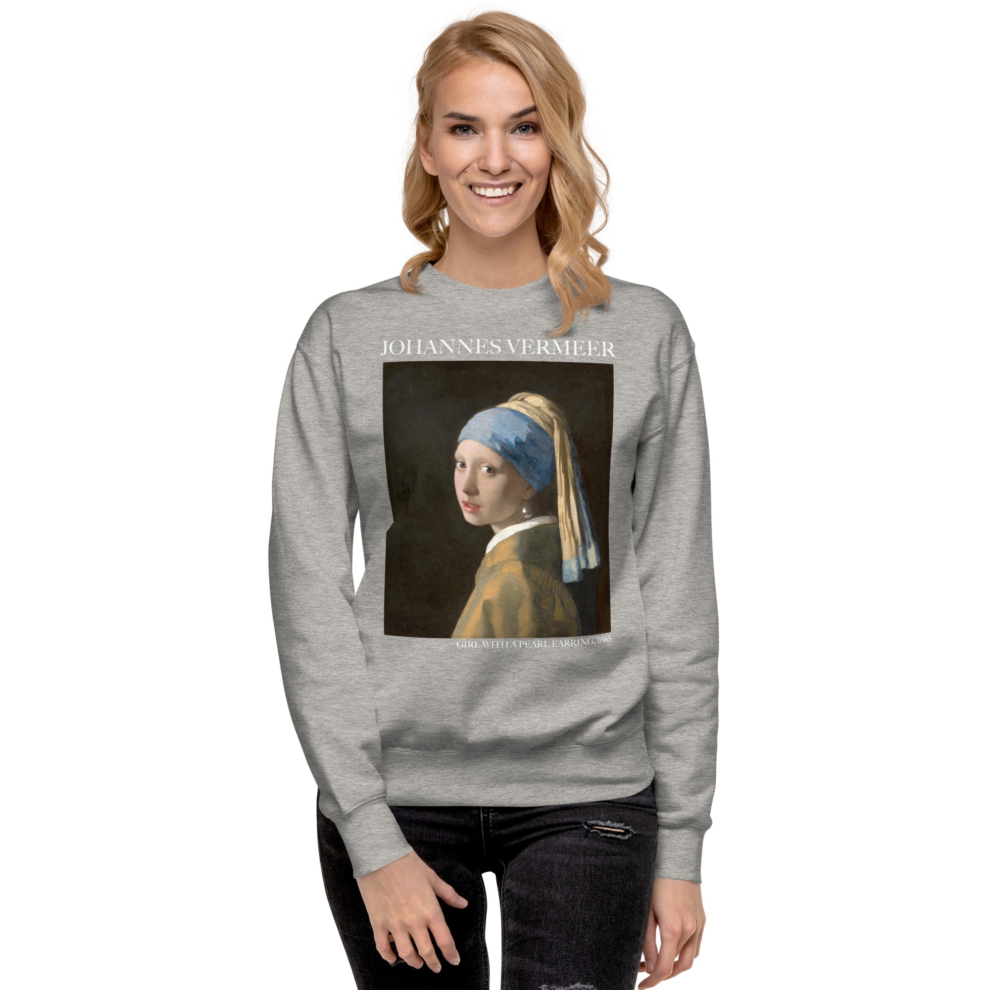 Johannes Vermeer 'Girl with a Pearl Earring' Famous Painting Sweatshirt | Unisex Premium Sweatshirt