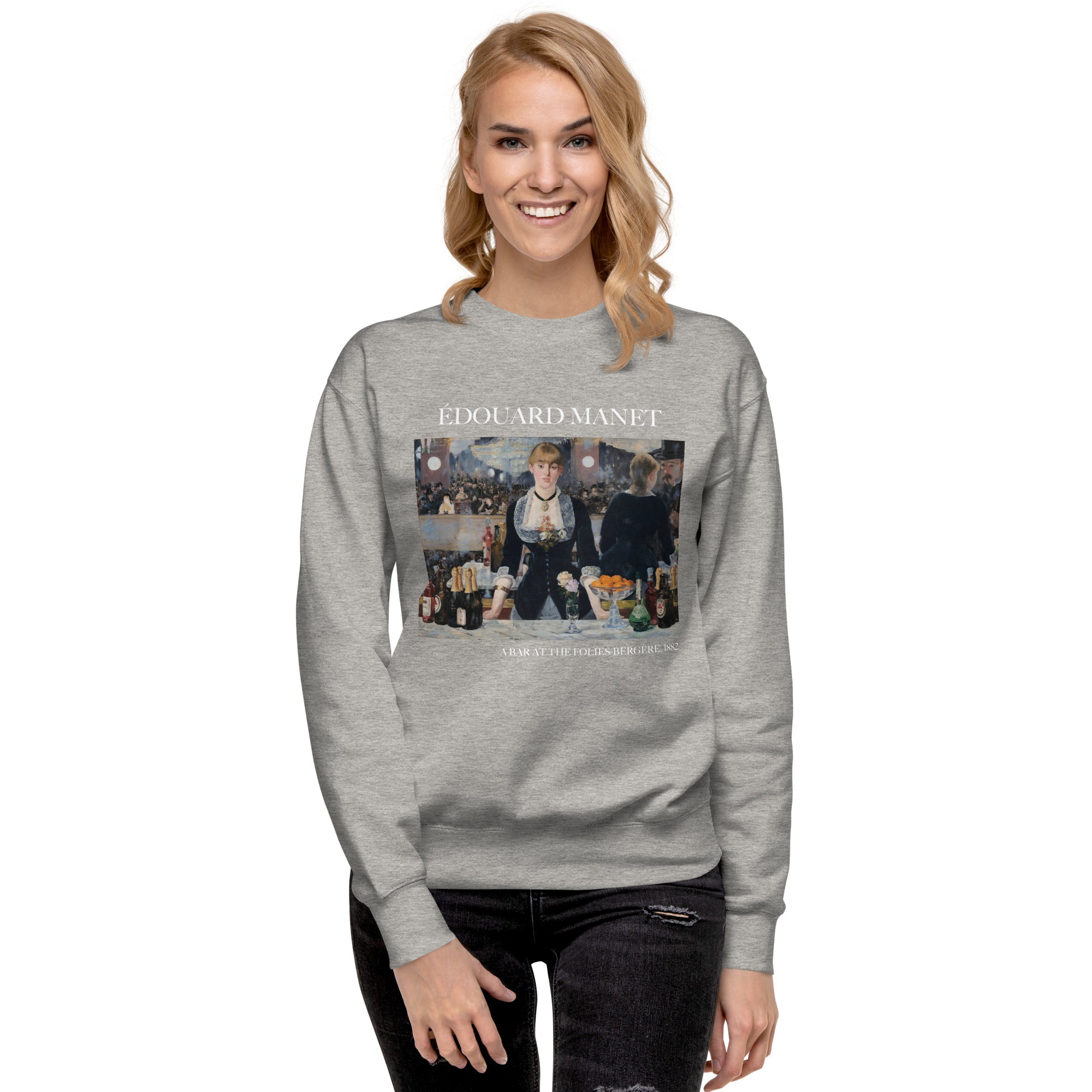 Édouard Manet 'A Bar at the Folies-Bergère' Famous Painting Sweatshirt | Unisex Premium Sweatshirt