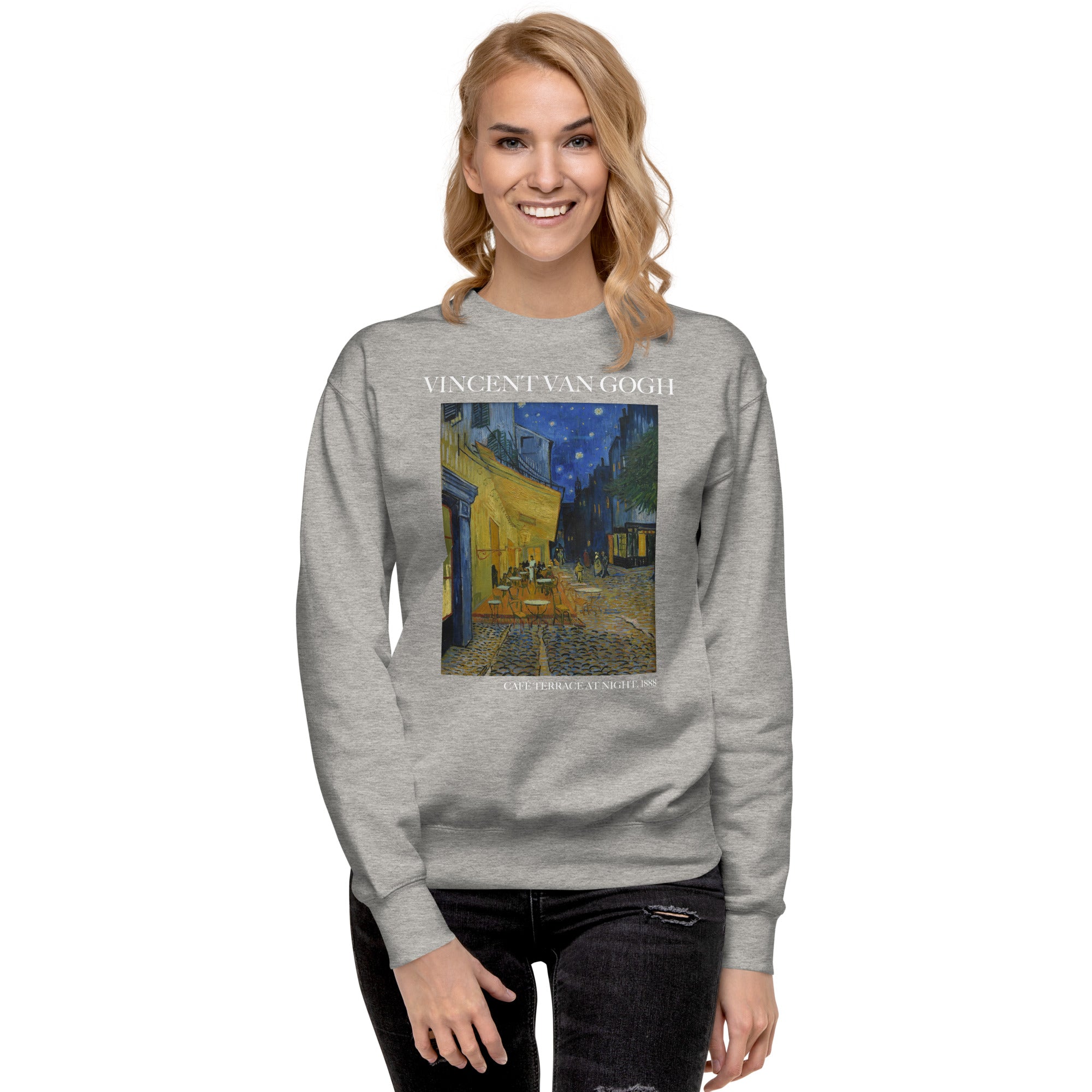 Vincent van Gogh 'Café Terrace at Night' Famous Painting Sweatshirt | Unisex Premium Sweatshirt