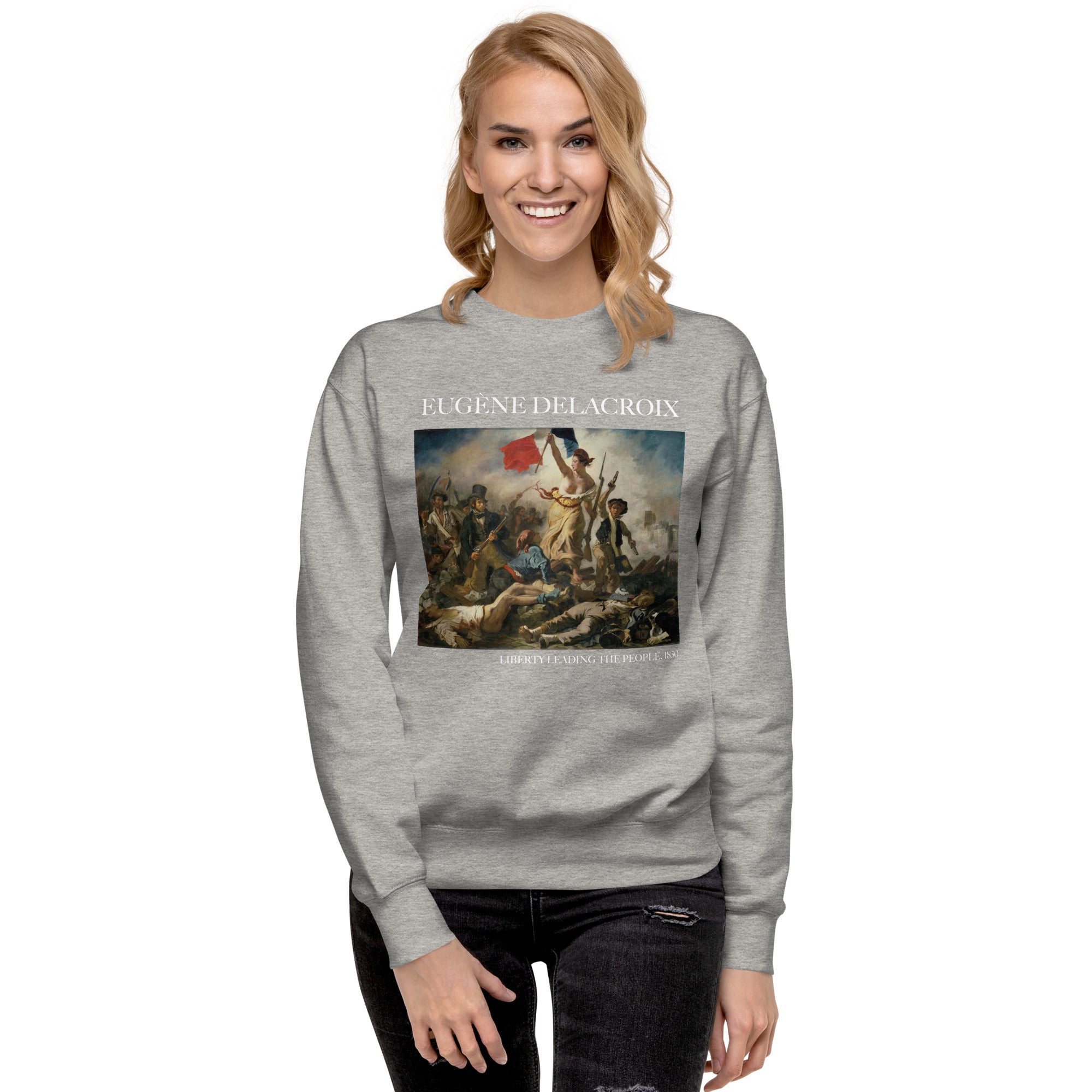 Eugène Delacroix 'Liberty Leading the People' Famous Painting Sweatshirt | Unisex Premium Sweatshirt