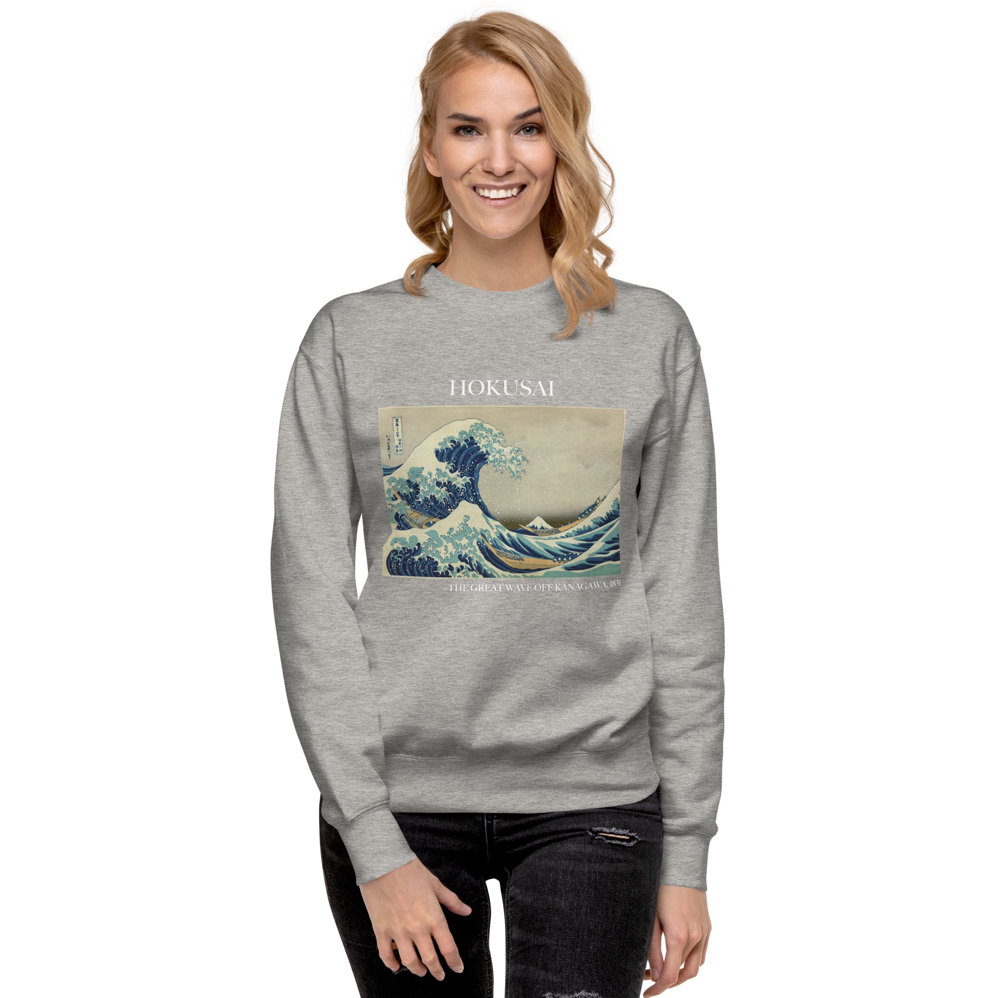 Sweatshirt mit berühmtem Gemälde „Die große Welle vor Kanagawa“ von Hokusai | Premium-Sweatshirt für Unisex