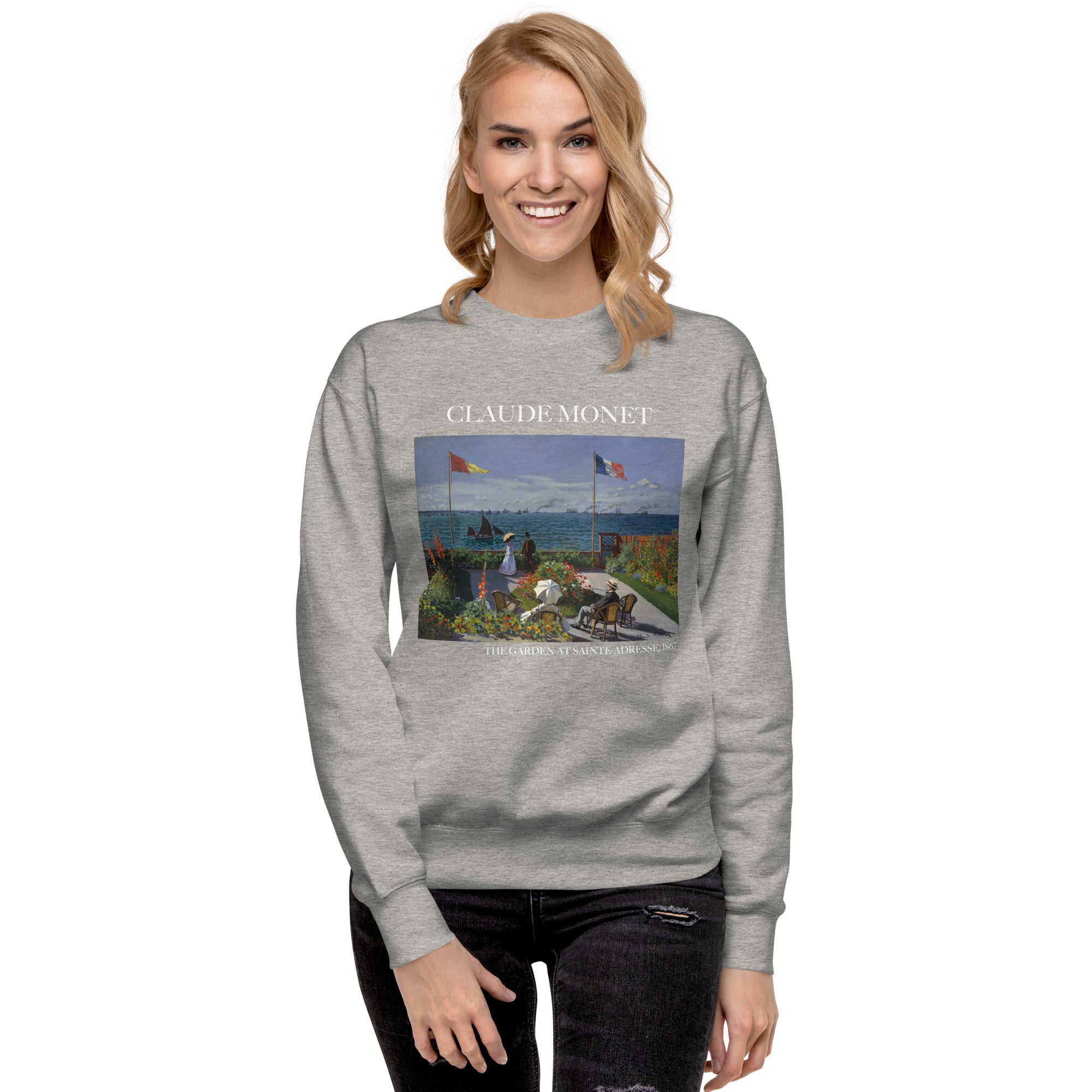 Claude Monet 'The Garden at Sainte-Adresse' Famous Painting Sweatshirt | Unisex Premium Sweatshirt