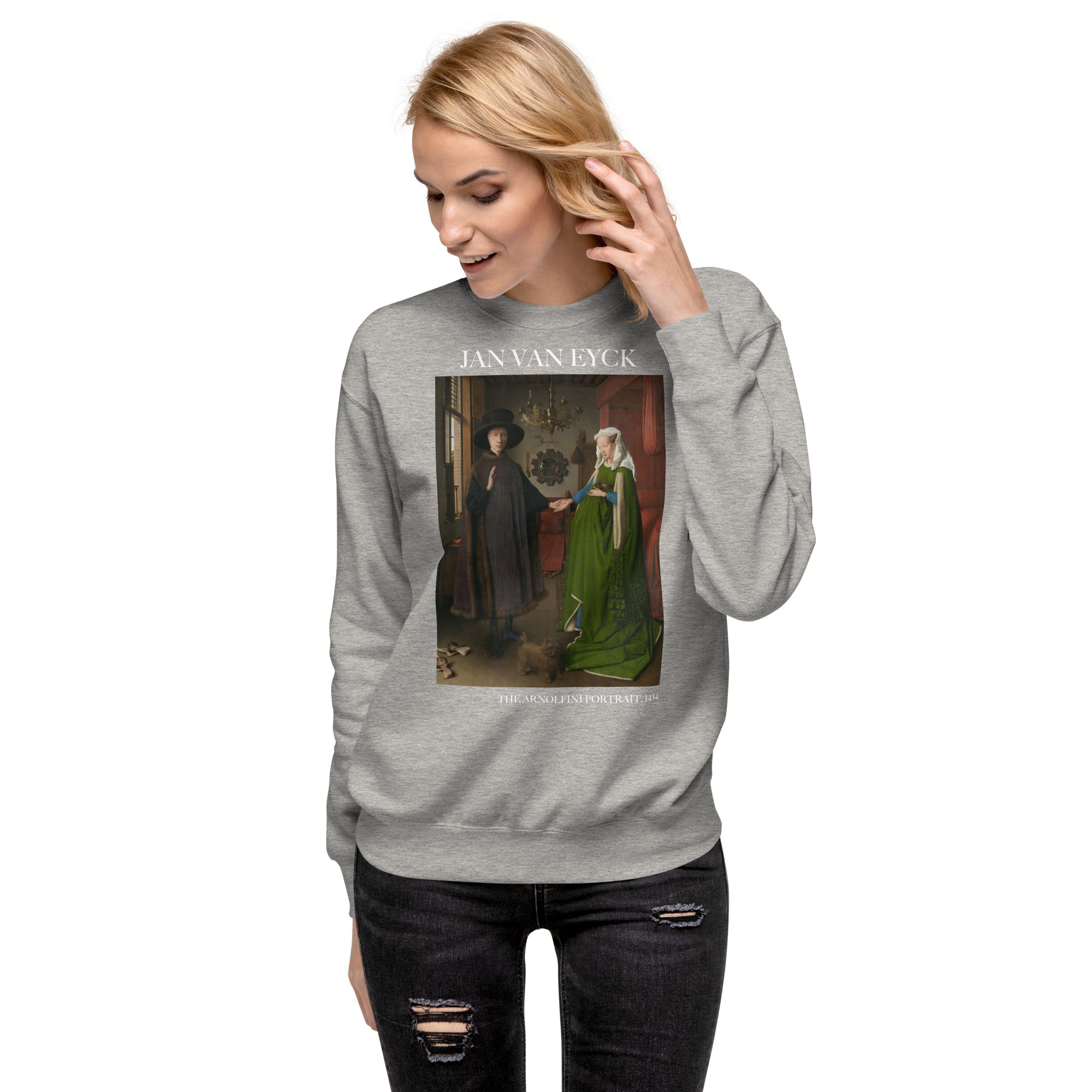 Jan van Eyck 'The Arnolfini Portrait' Famous Painting Sweatshirt | Unisex Premium Sweatshirt