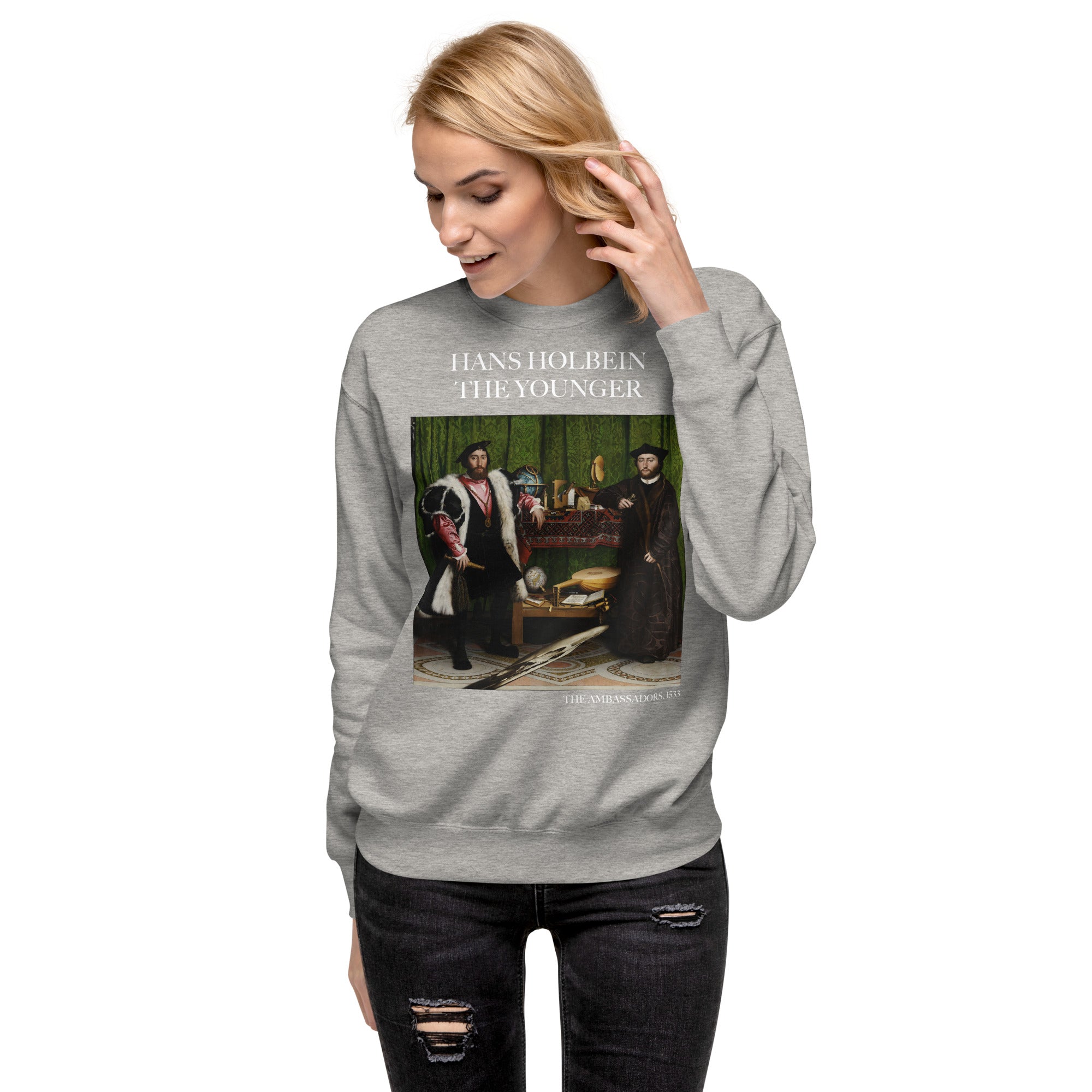 Hans Holbein the Younger 'The Ambassadors' Famous Painting Sweatshirt | Unisex Premium Sweatshirt