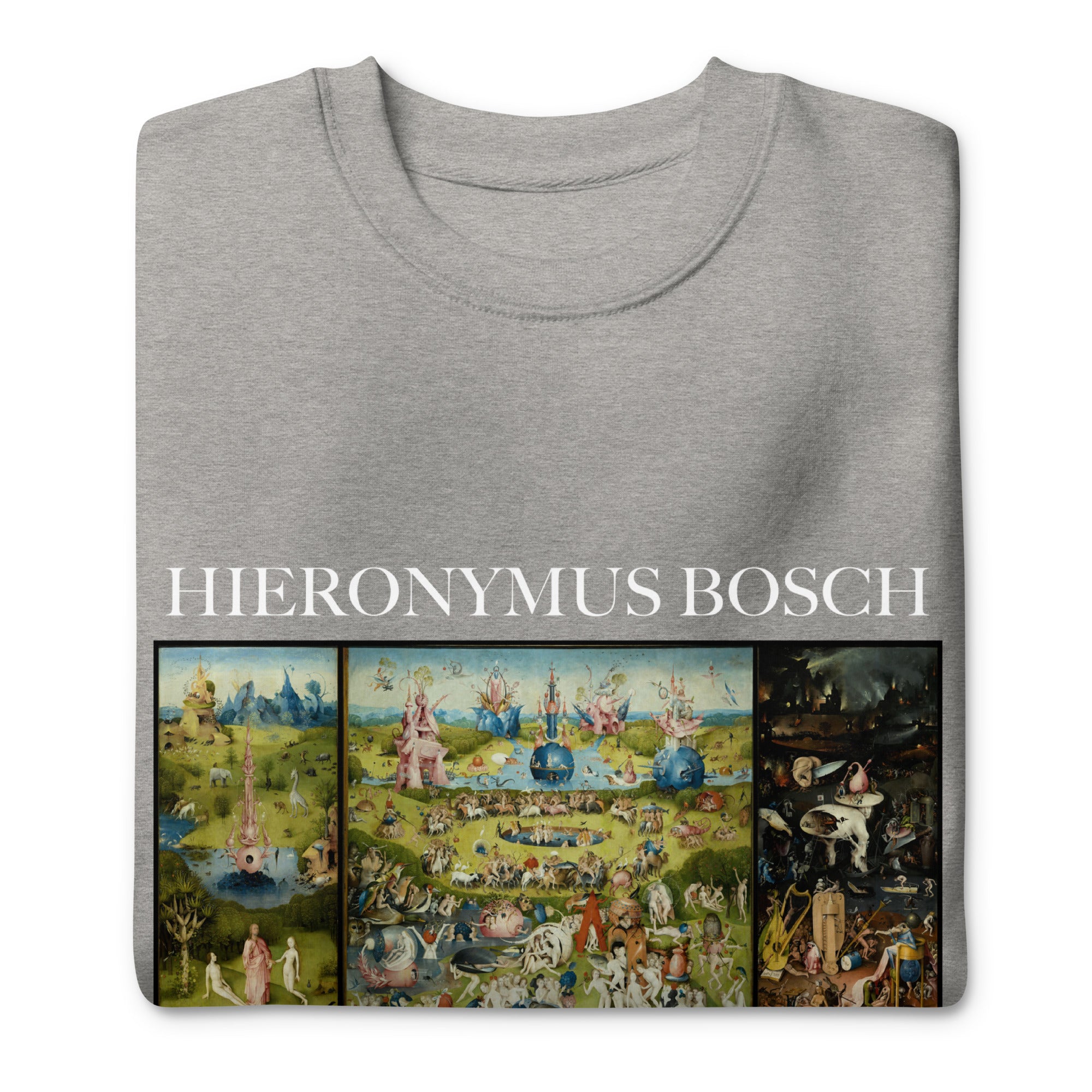 Sweatshirt mit berühmtem Gemälde „Der Garten der Lüste“ von Hieronymus Bosch | Premium-Sweatshirt für Unisex