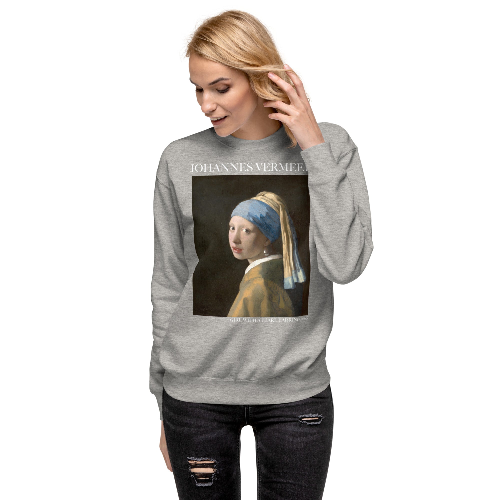 Johannes Vermeer 'Girl with a Pearl Earring' Famous Painting Sweatshirt | Unisex Premium Sweatshirt