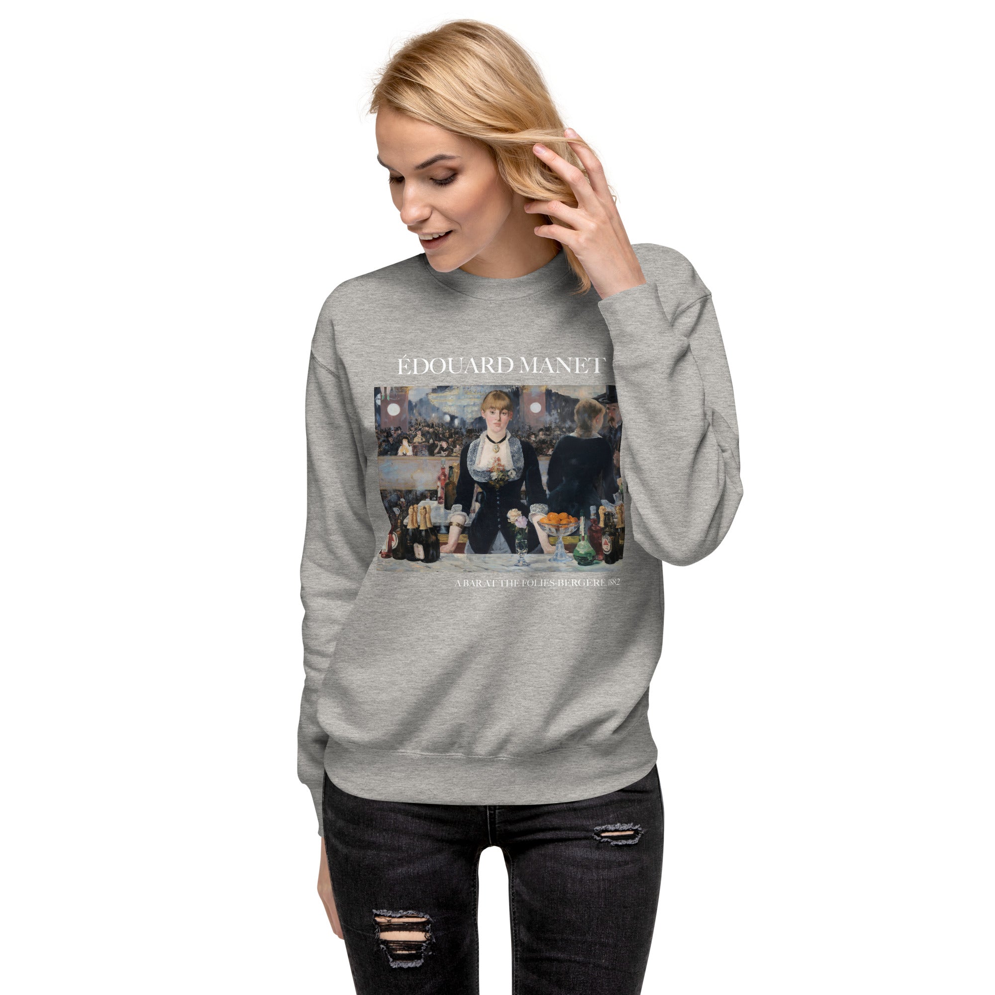 Édouard Manet 'A Bar at the Folies-Bergère' Famous Painting Sweatshirt | Unisex Premium Sweatshirt