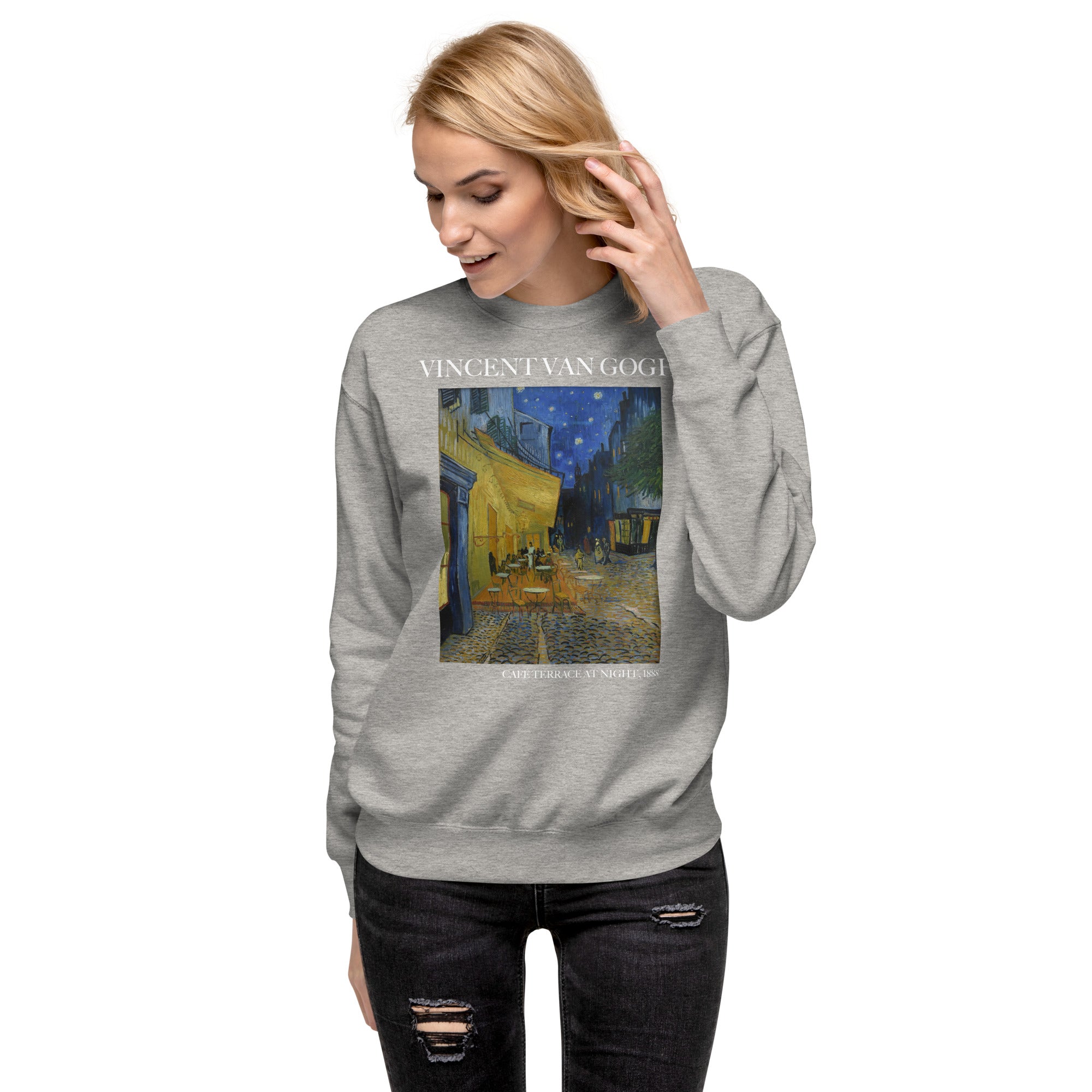 Vincent van Gogh 'Café Terrace at Night' Famous Painting Sweatshirt | Unisex Premium Sweatshirt