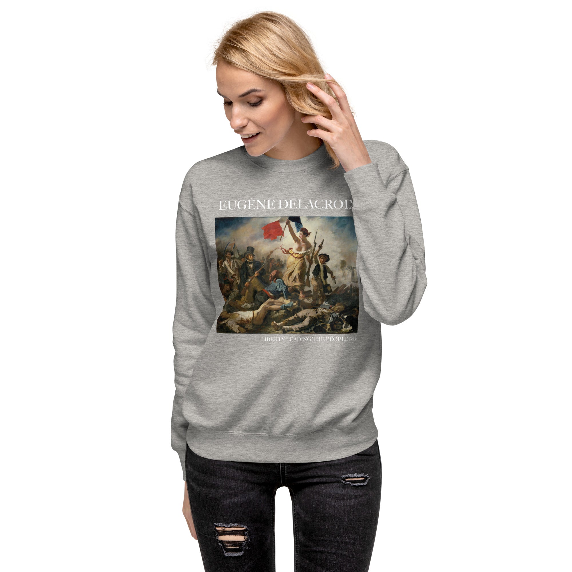 Eugène Delacroix 'Liberty Leading the People' Famous Painting Sweatshirt | Unisex Premium Sweatshirt