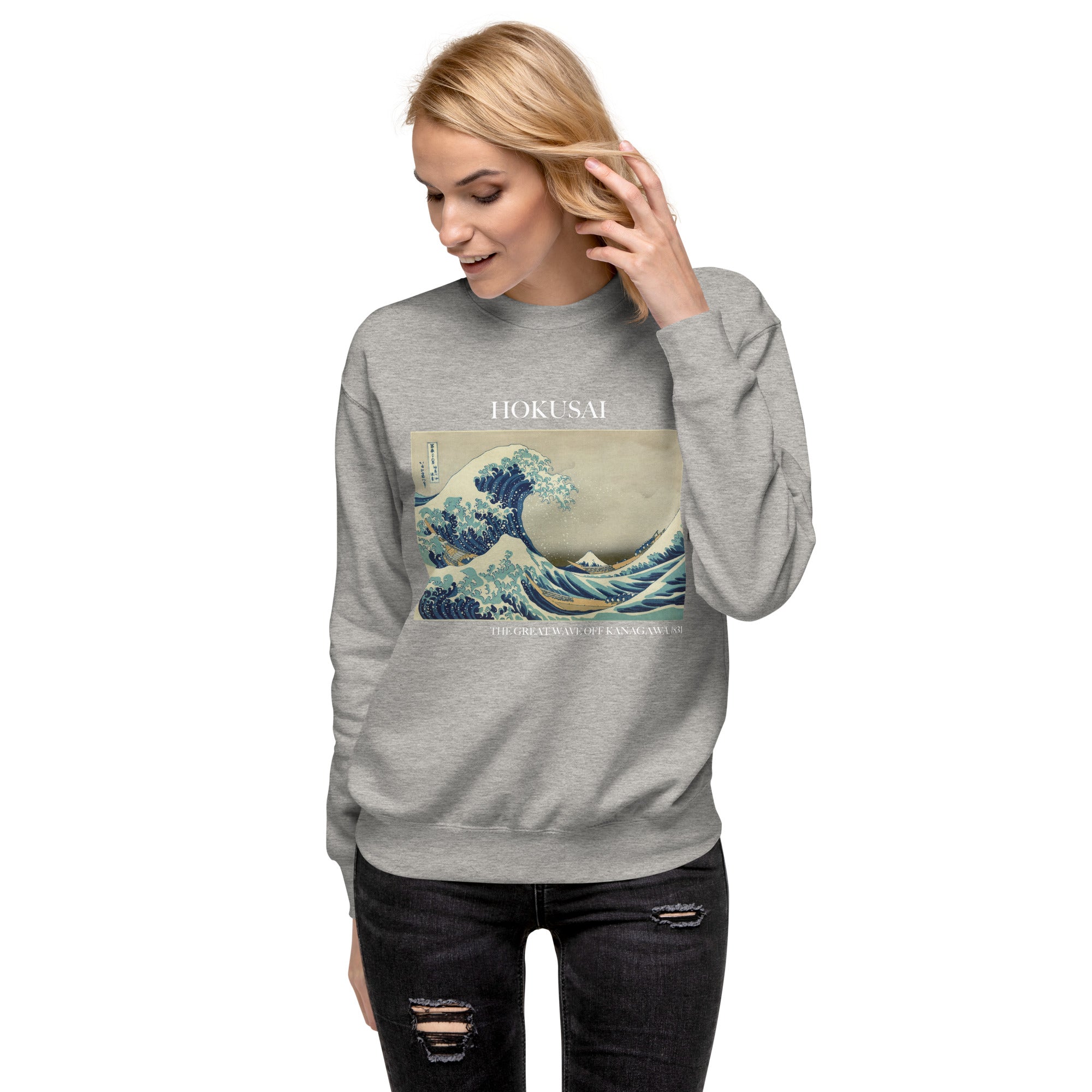 Sweatshirt mit berühmtem Gemälde „Die große Welle vor Kanagawa“ von Hokusai | Premium-Sweatshirt für Unisex